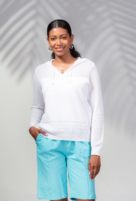 White Hooded Sweater - A45465