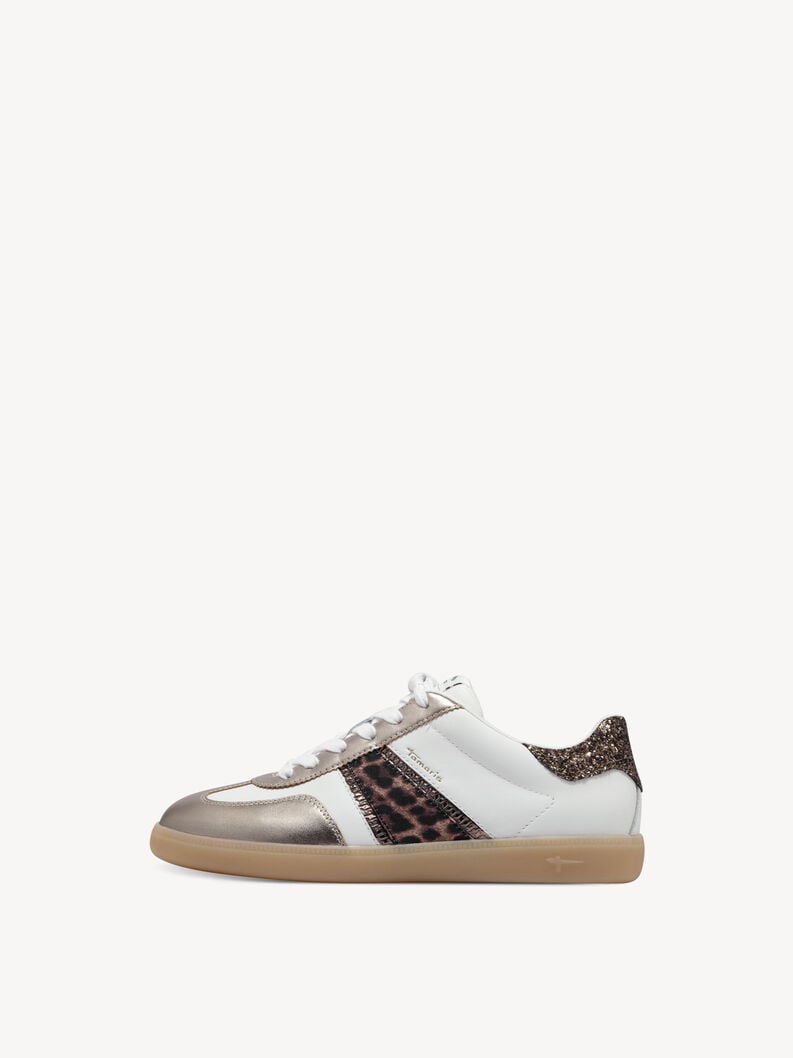 White/Gold/Animal Print Trainer - 23624