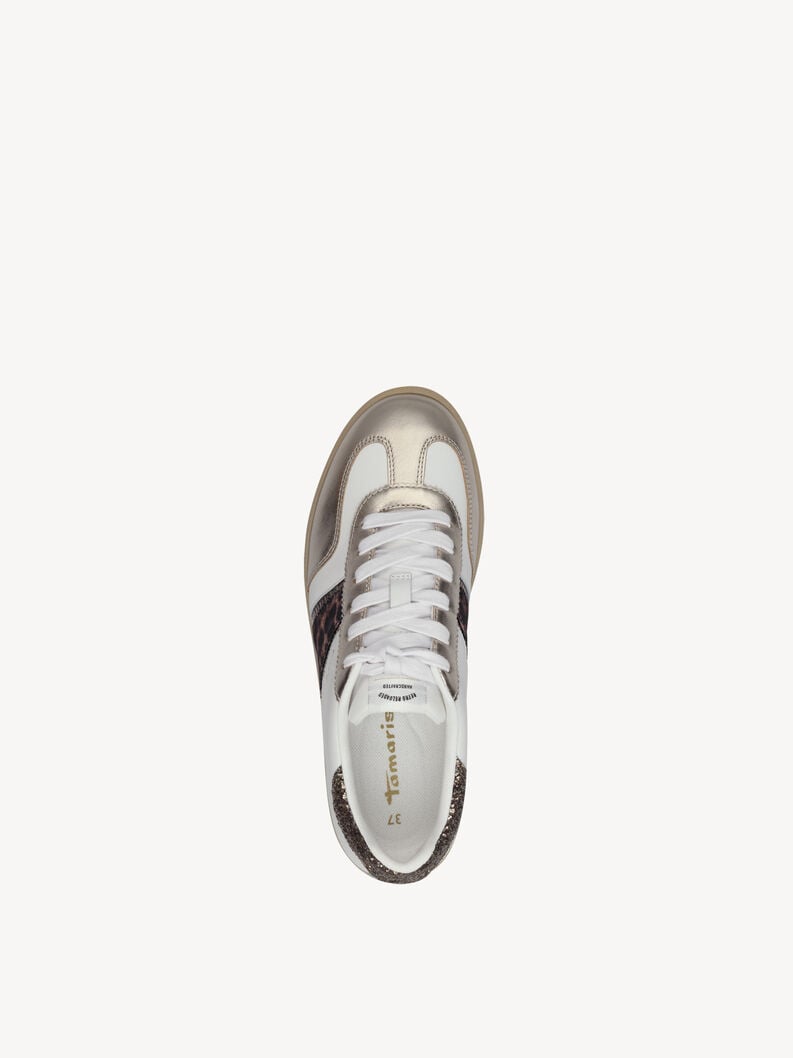 White/Gold/Animal Print Trainer - 23624