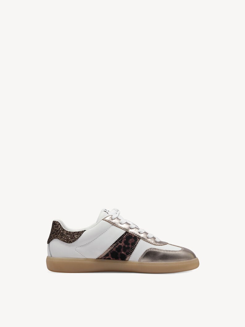 White/Gold/Animal Print Trainer - 23624