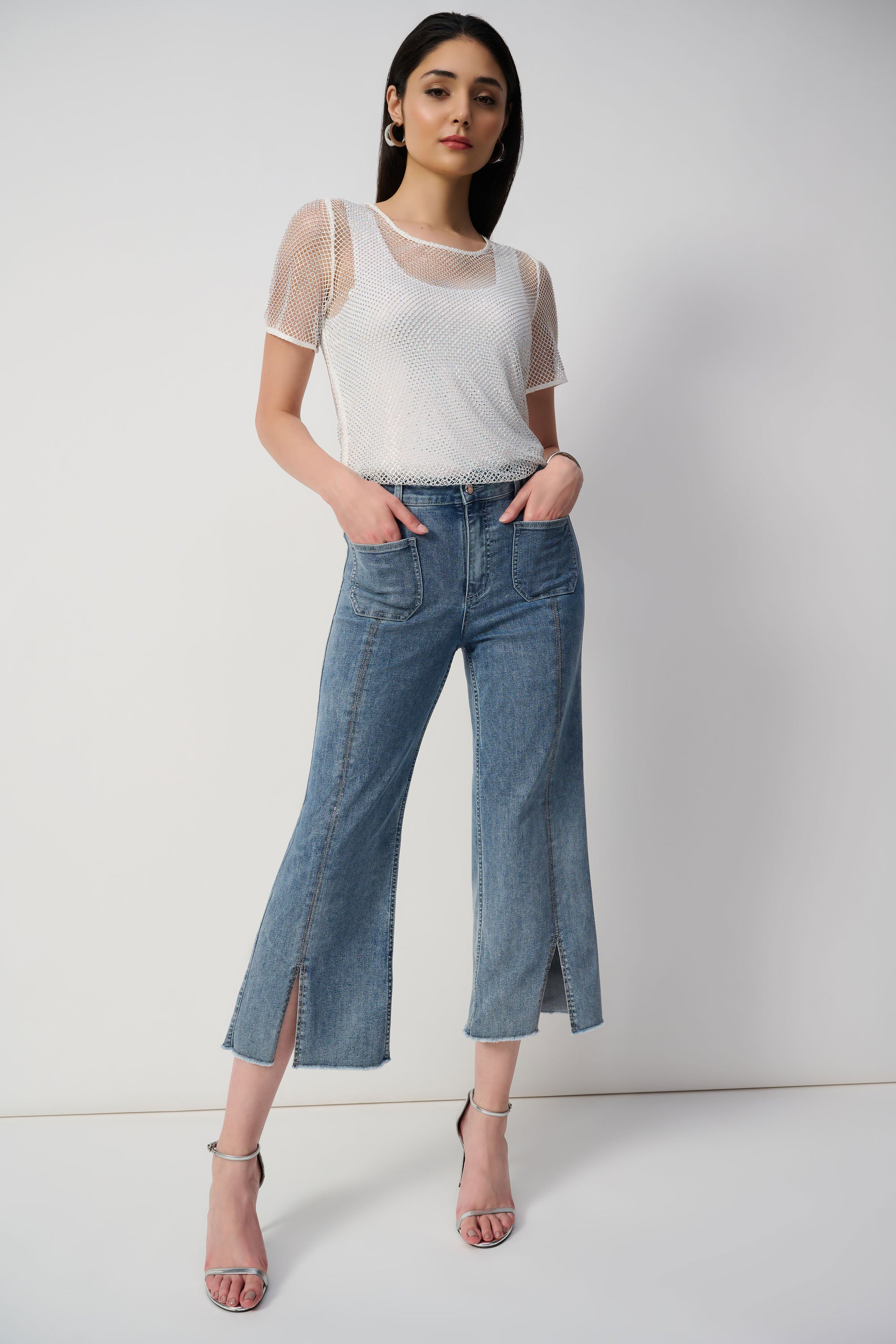Split Hem Shimmer Jeans 241903