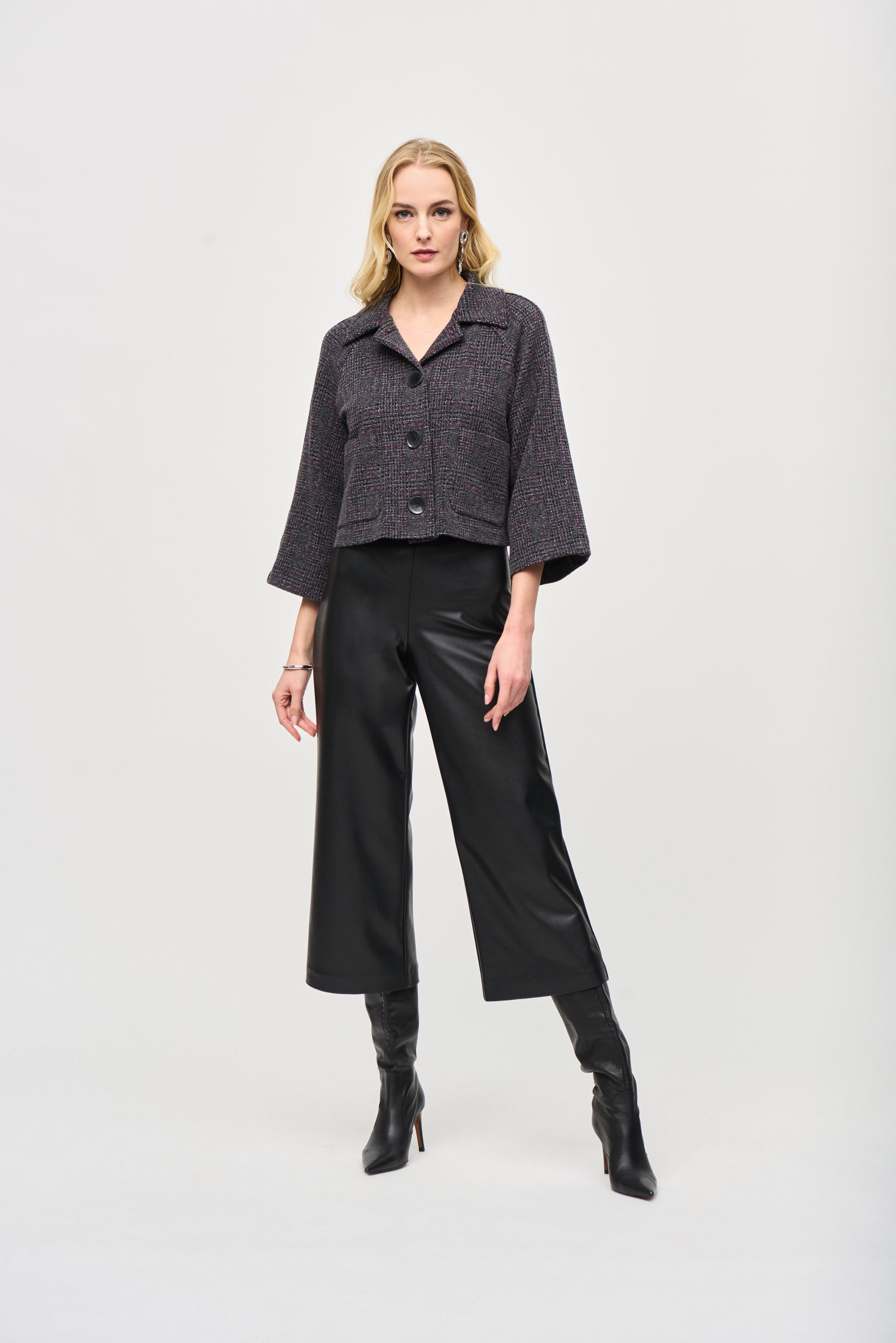Cropped Faux Leather Pants - 243042