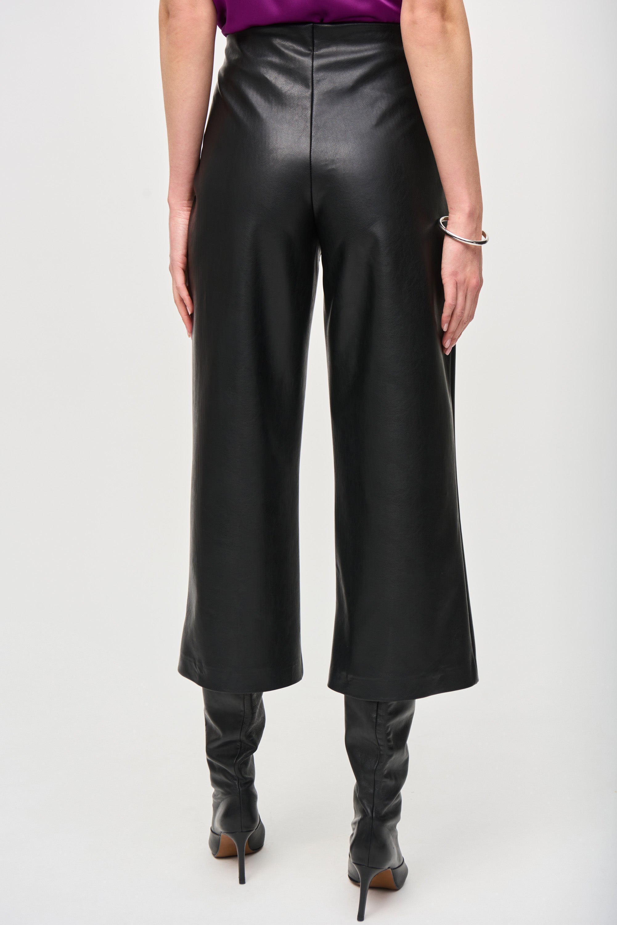 Cropped Faux Leather Pants - 243042