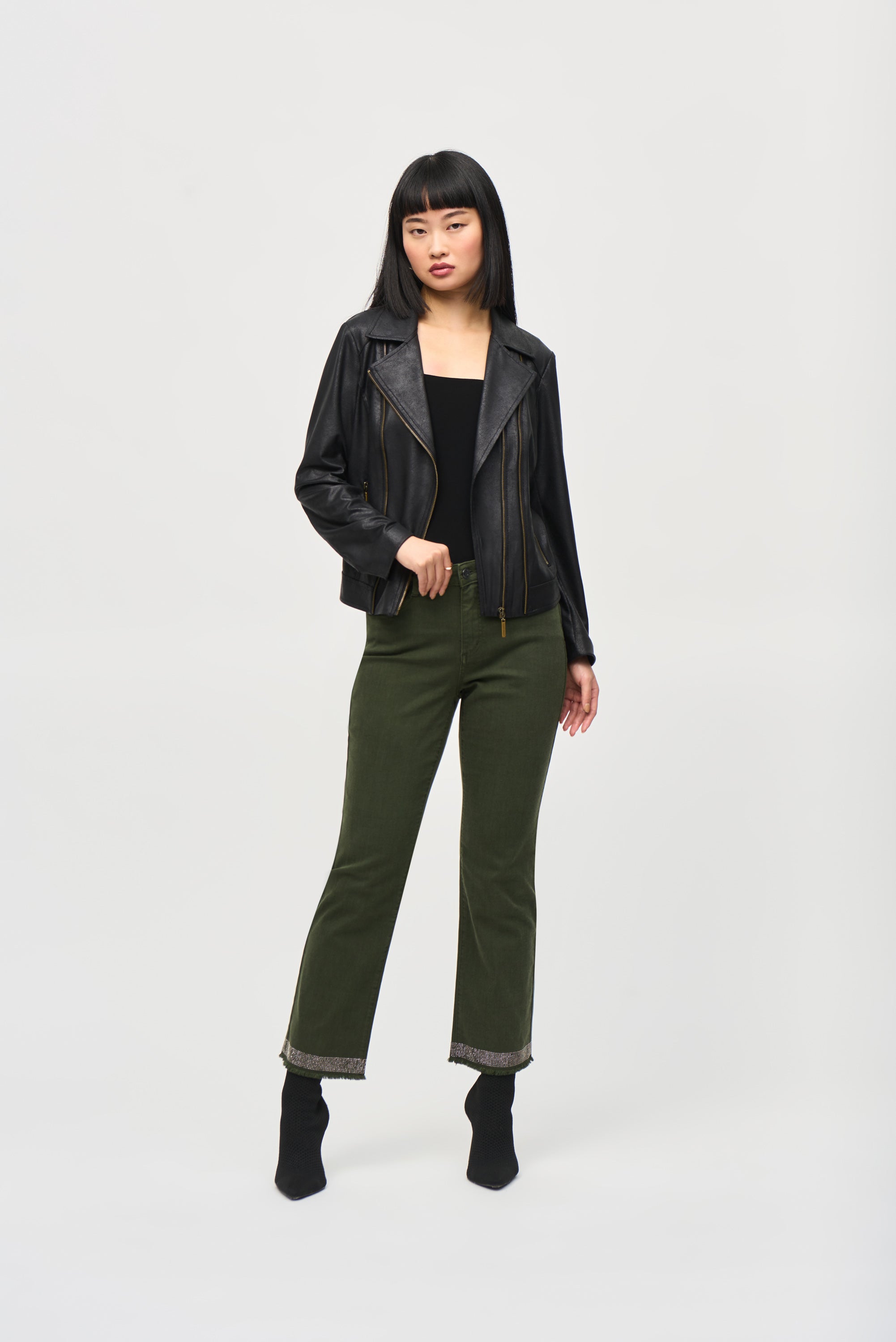 Faux Suede Biker Jacket - 243905