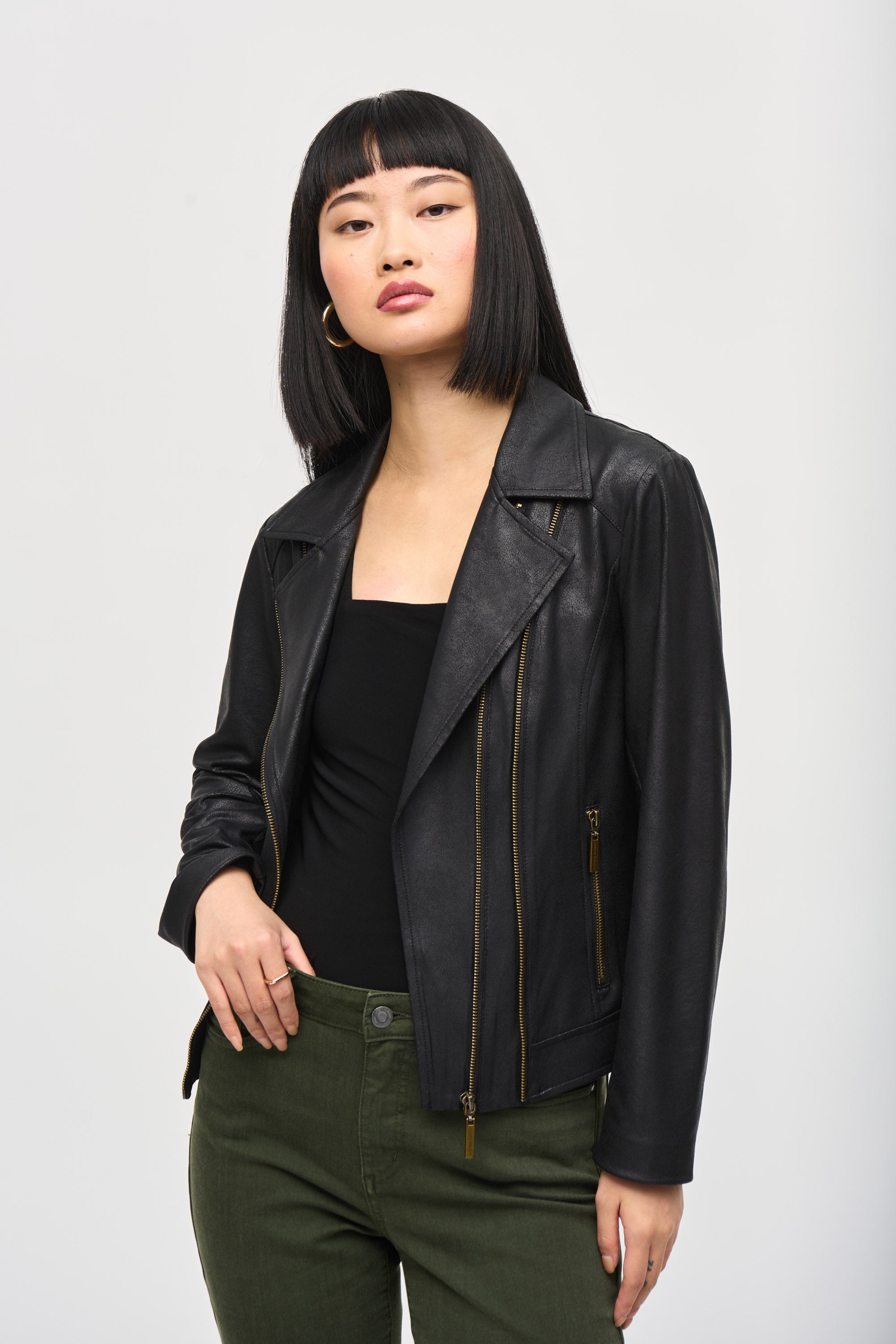 Faux Suede Biker Jacket - 243905