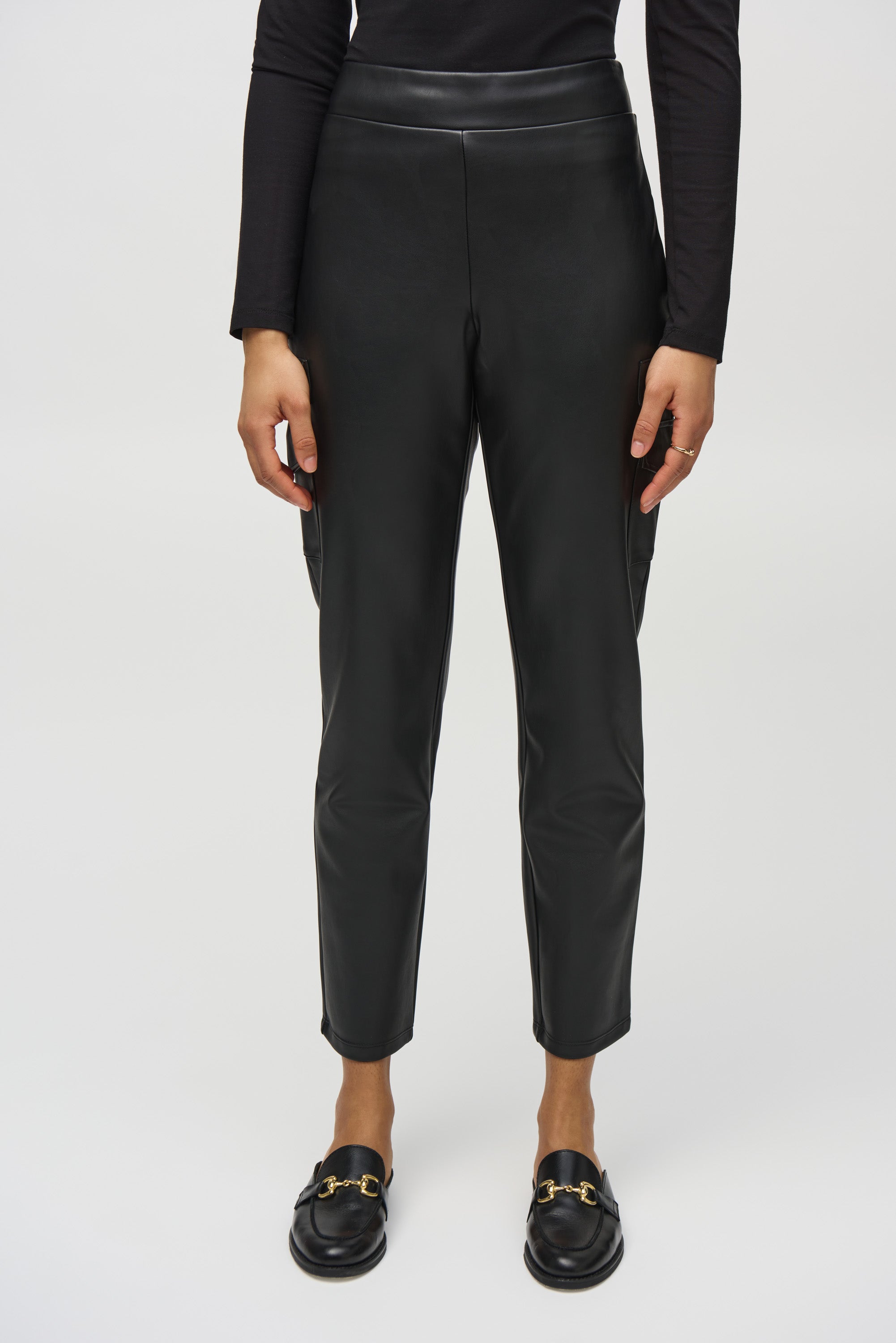 Black Faux Leather Trousers - 244939