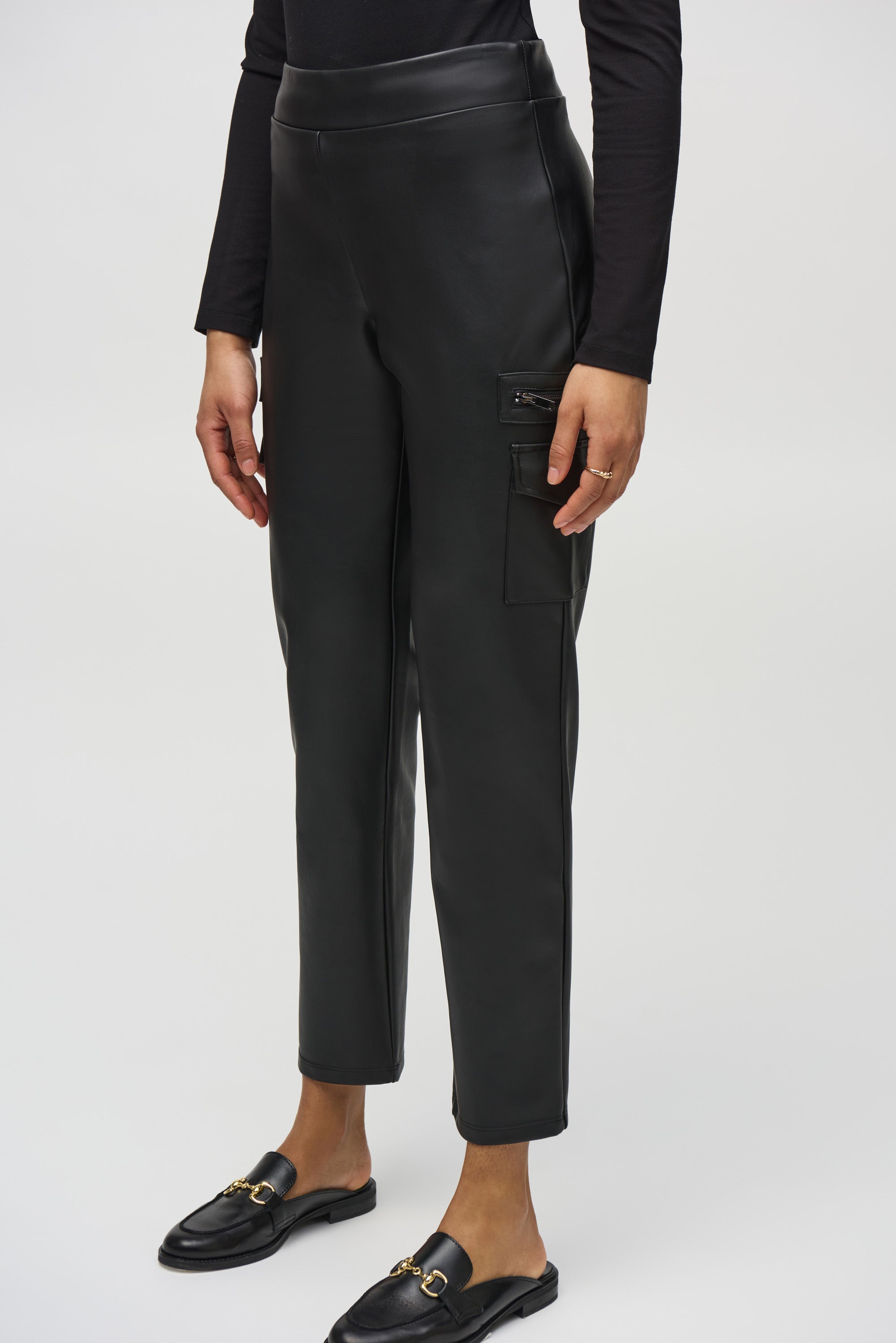 Black Faux Leather Trousers - 244939