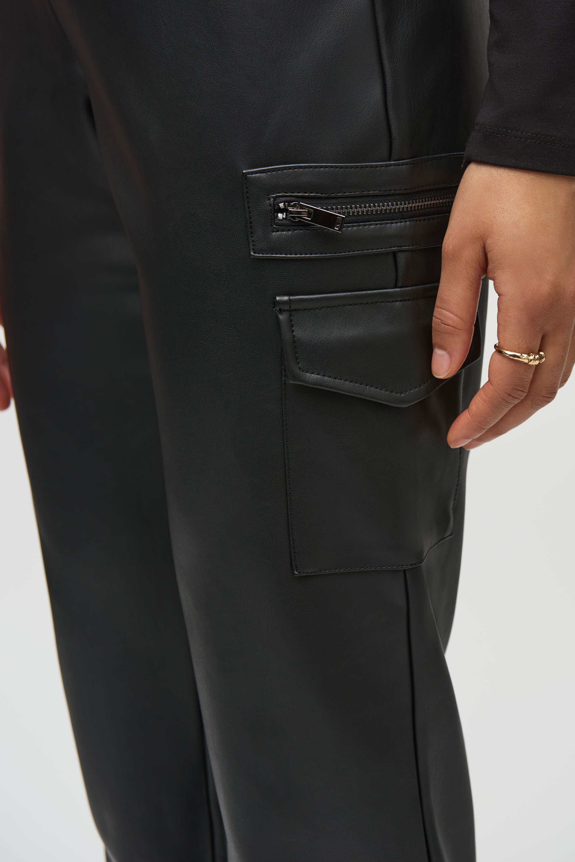 Black Faux Leather Trousers - 244939