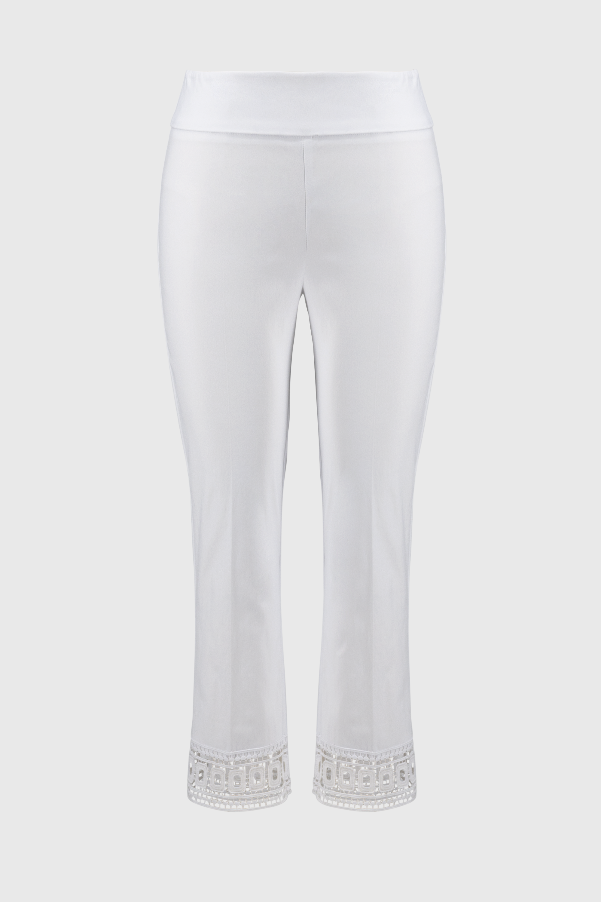 White Embroidered Hem Pants - 251053