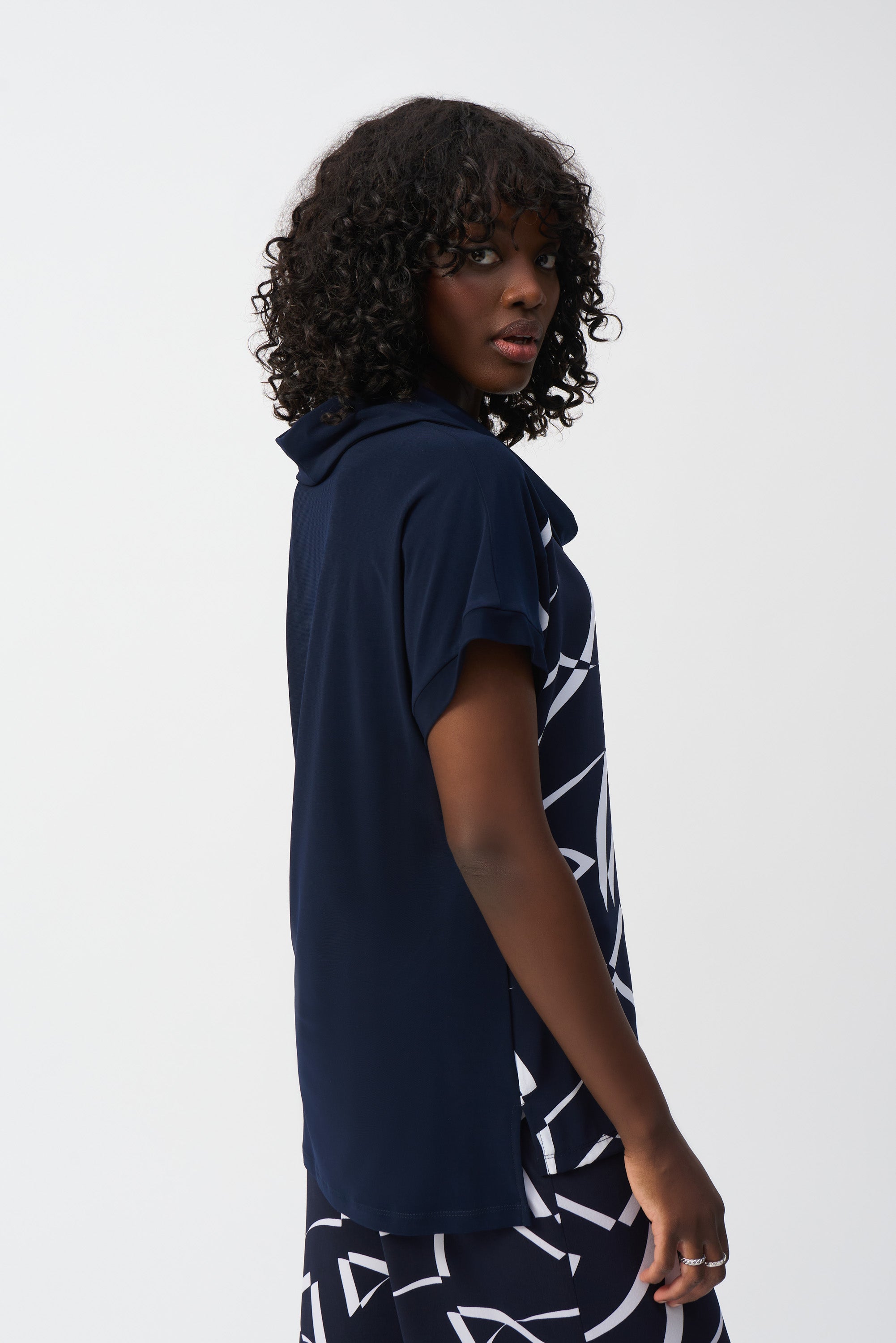 Midnight Blue Cowl Neck Top - 251110