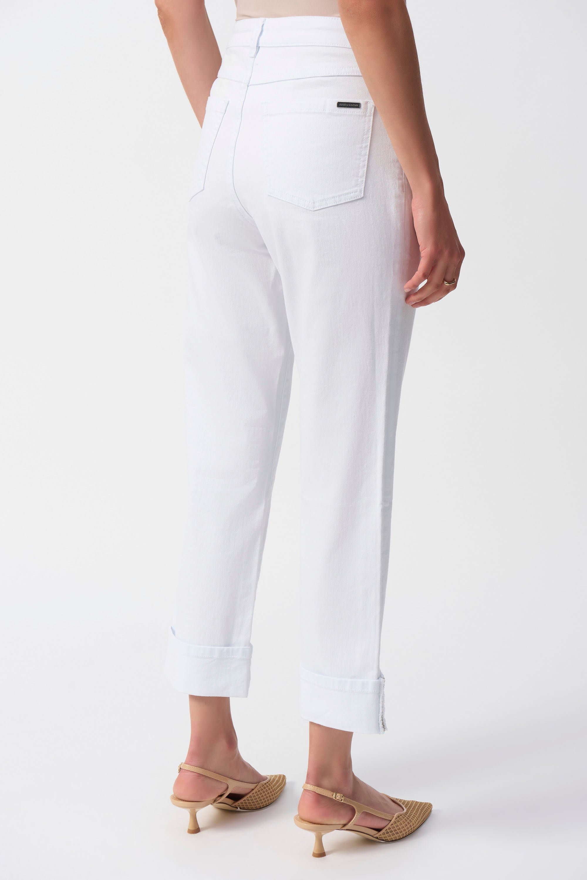 White Slim Fit Crop Jeans - 251960
