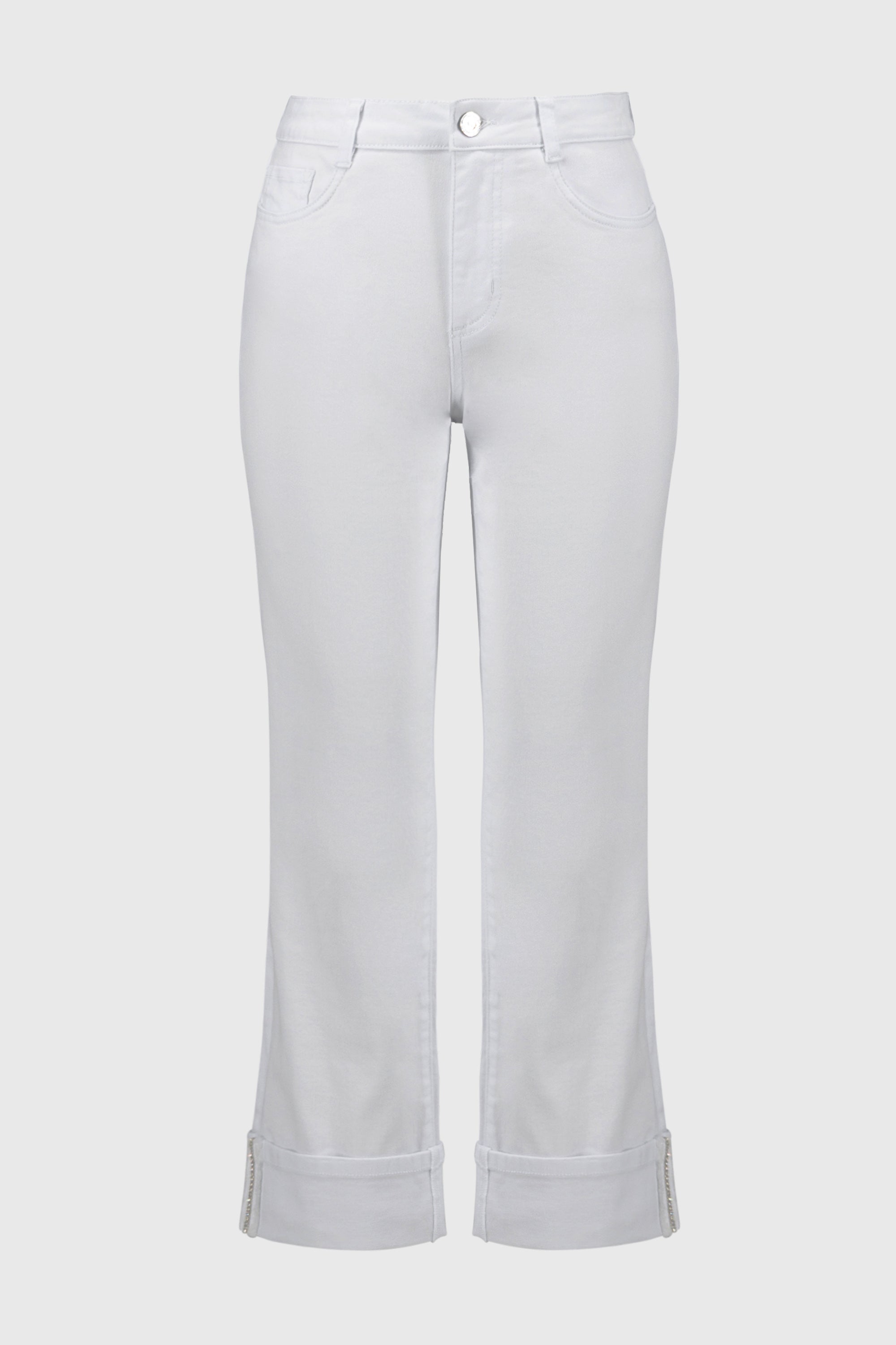 White Slim Fit Crop Jeans - 251960