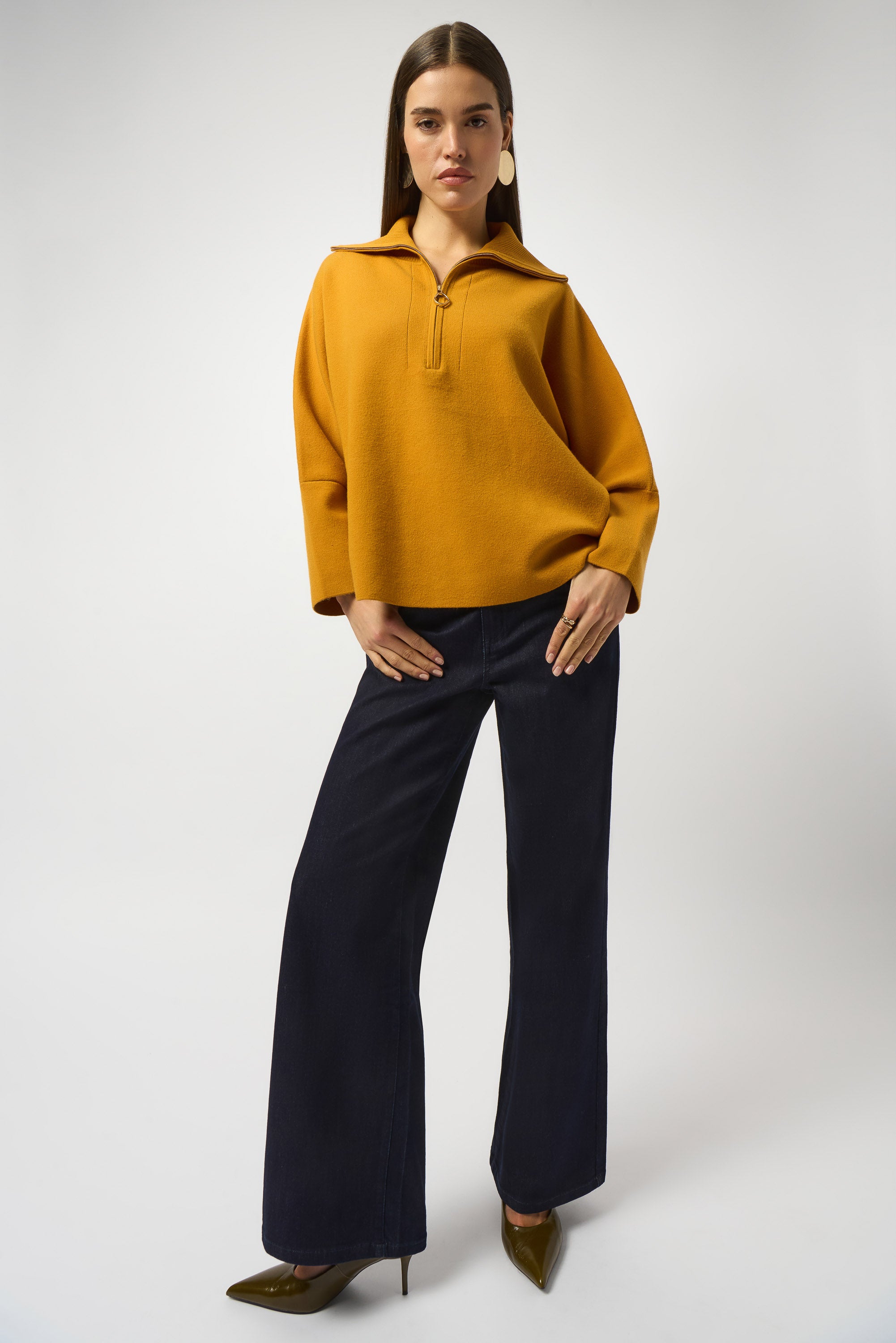 Wide Leg Dark Denim Jeans - 251968F25