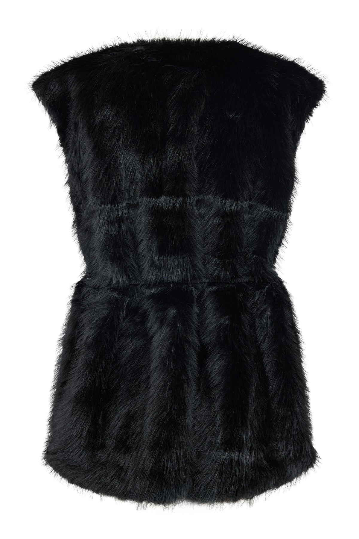 Black Faux Fur Waistcoat - 89611