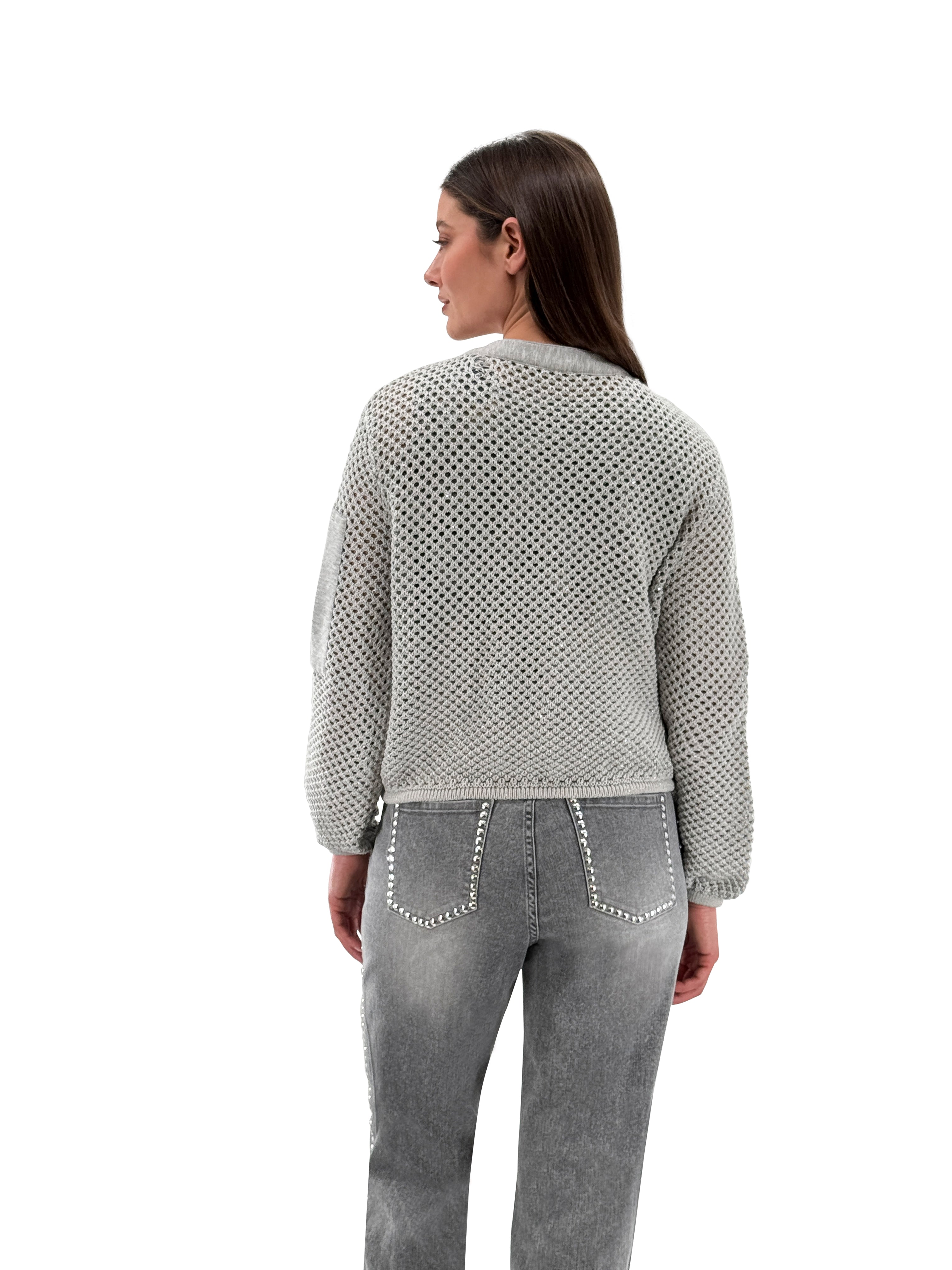 Silver Grey Mesh Zipper Jacket - 279