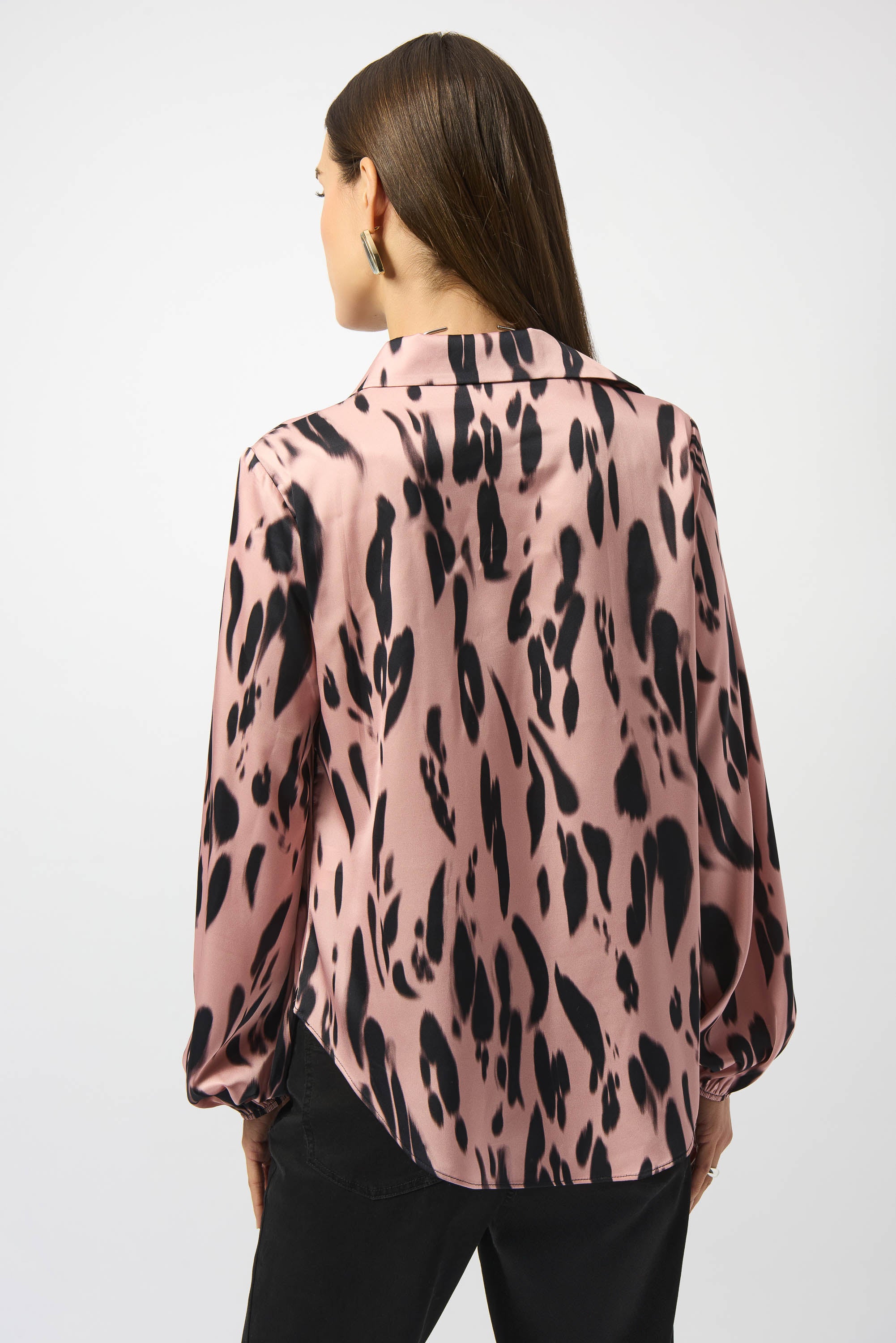 Pink & Black Print Blouse - 253059