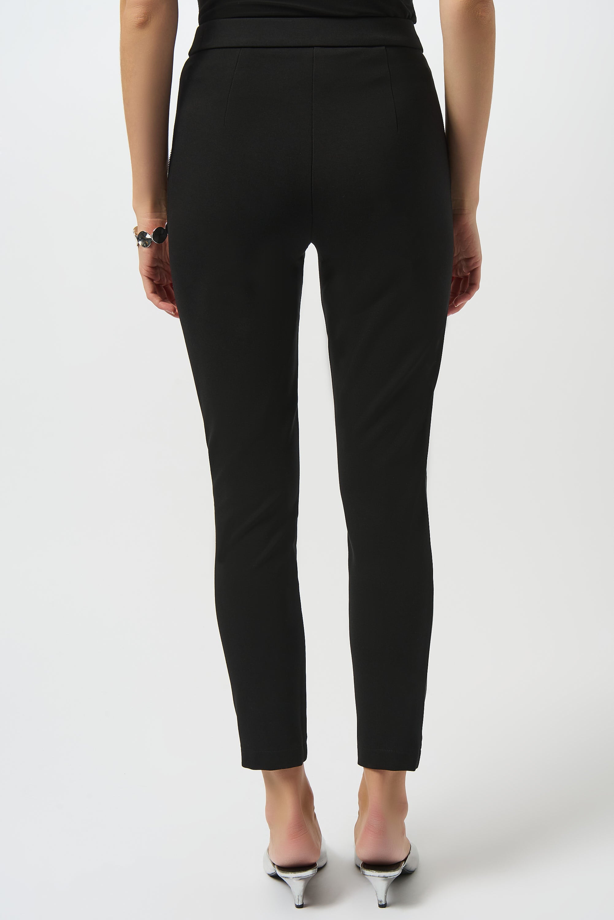 Black Jersey & Faux Leather Pants - 253078