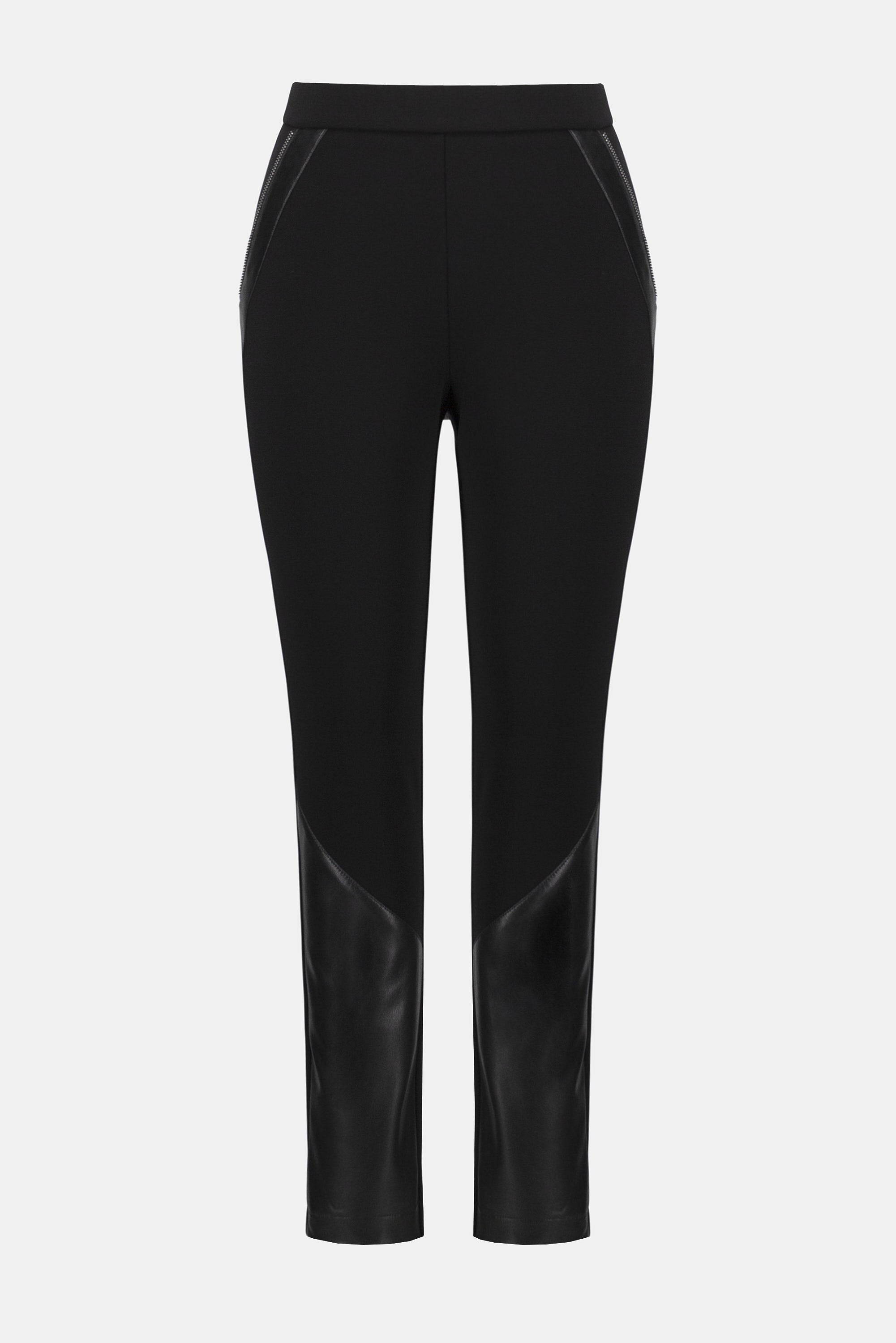 Black Jersey & Faux Leather Pants - 253078