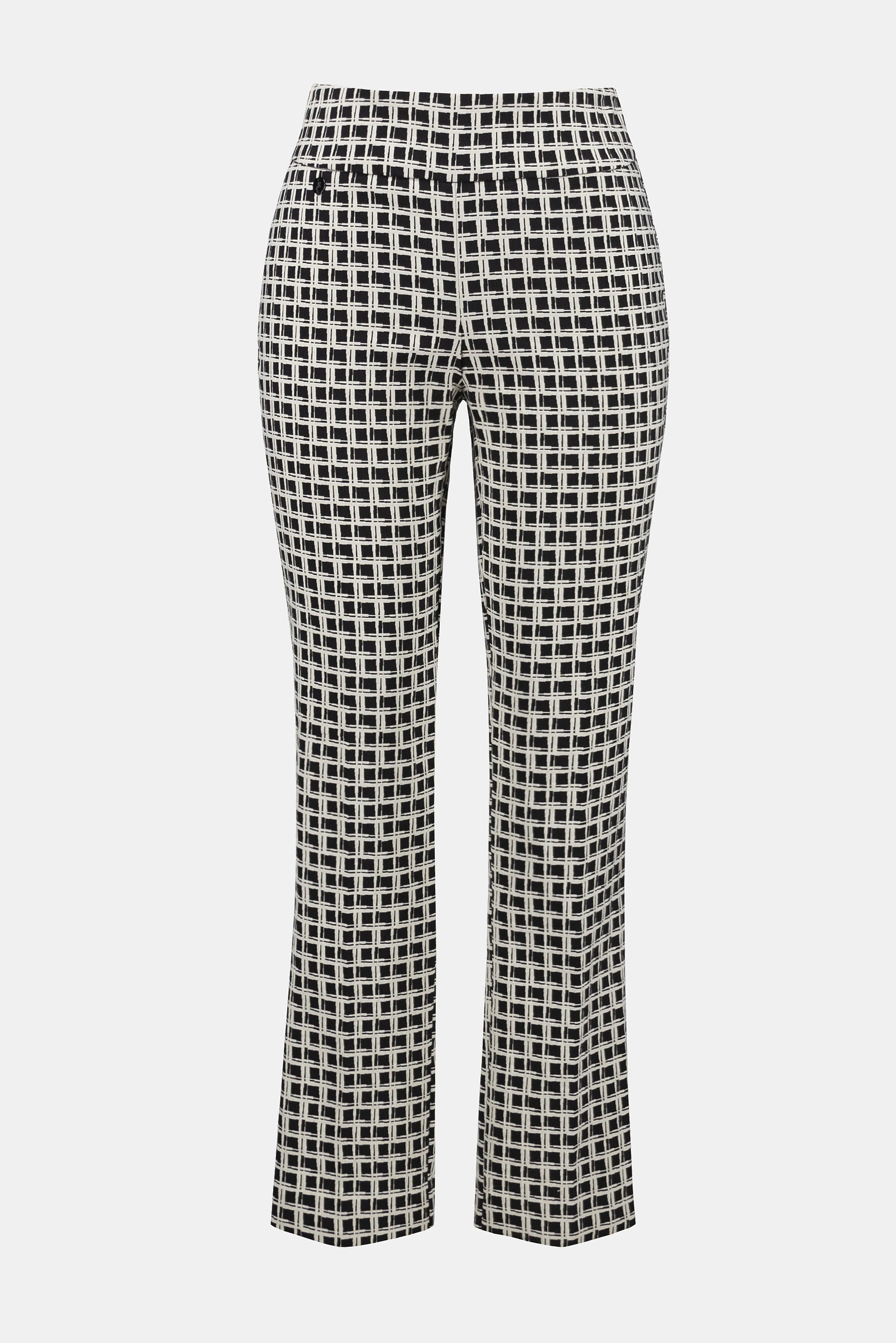 Black & Off White Check Pants - 253098