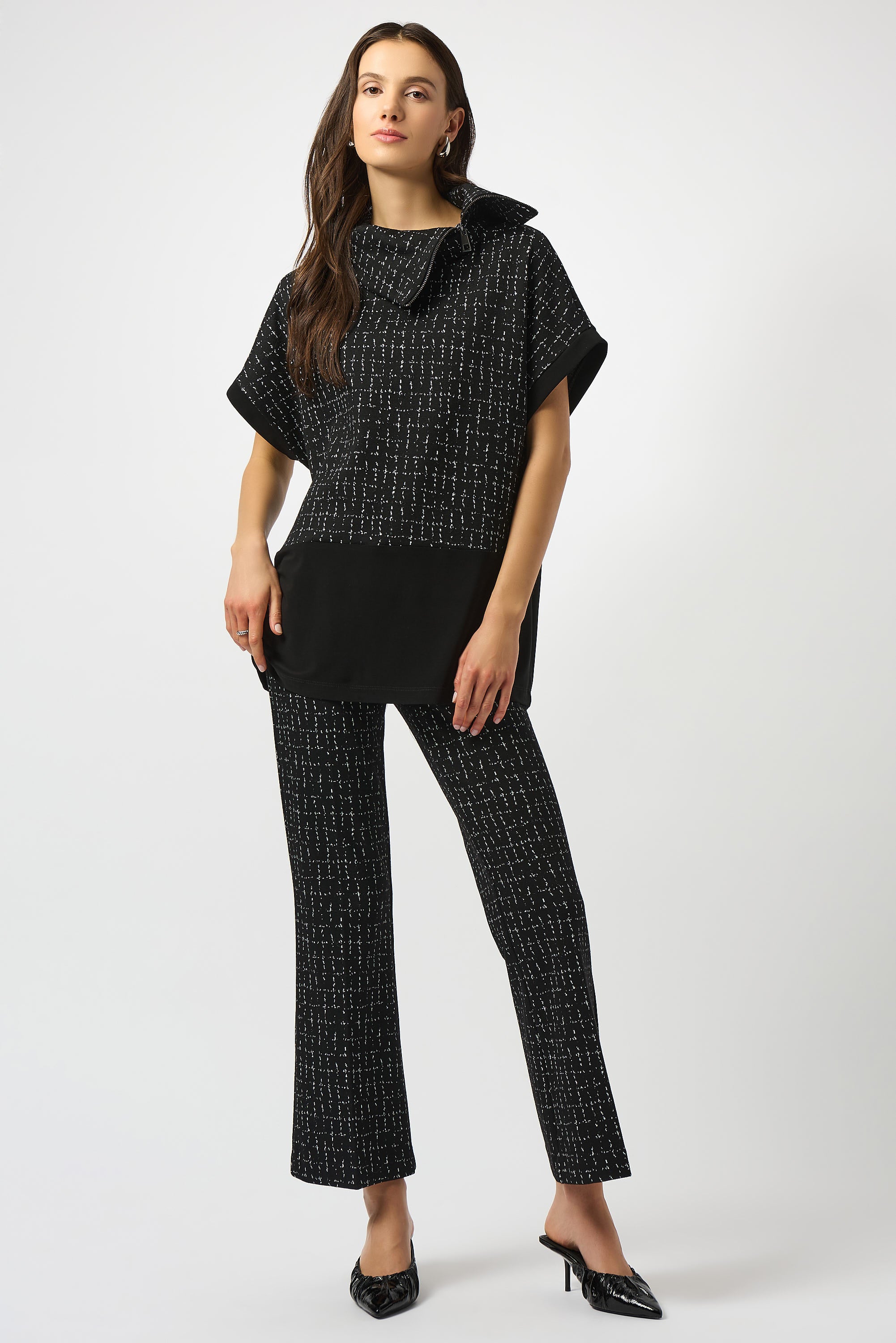 Black & Off White Tunic Top - 253234
