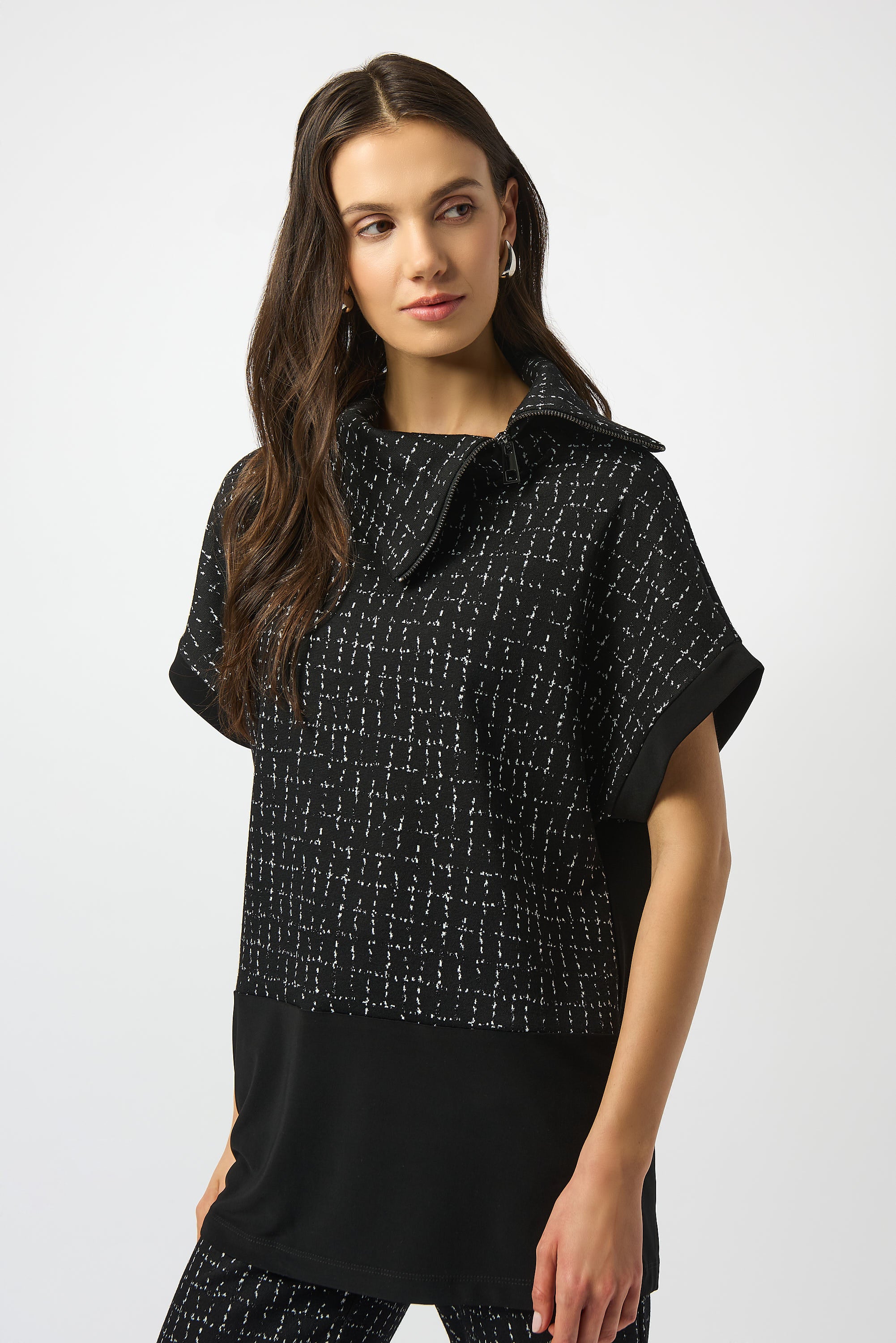 Black & Off White Tunic Top - 253234