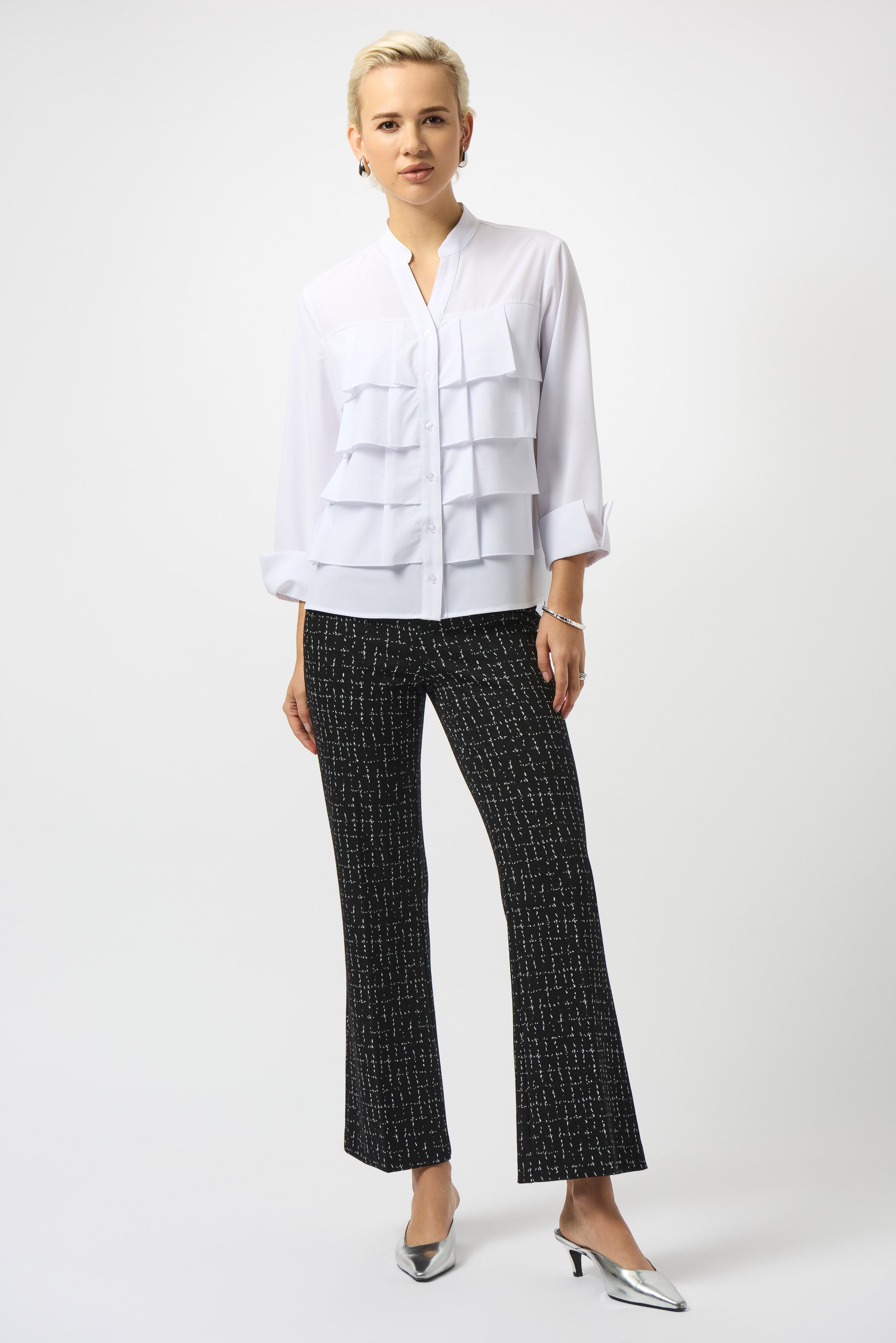 Optic White Layered Frill Shirt - 253944