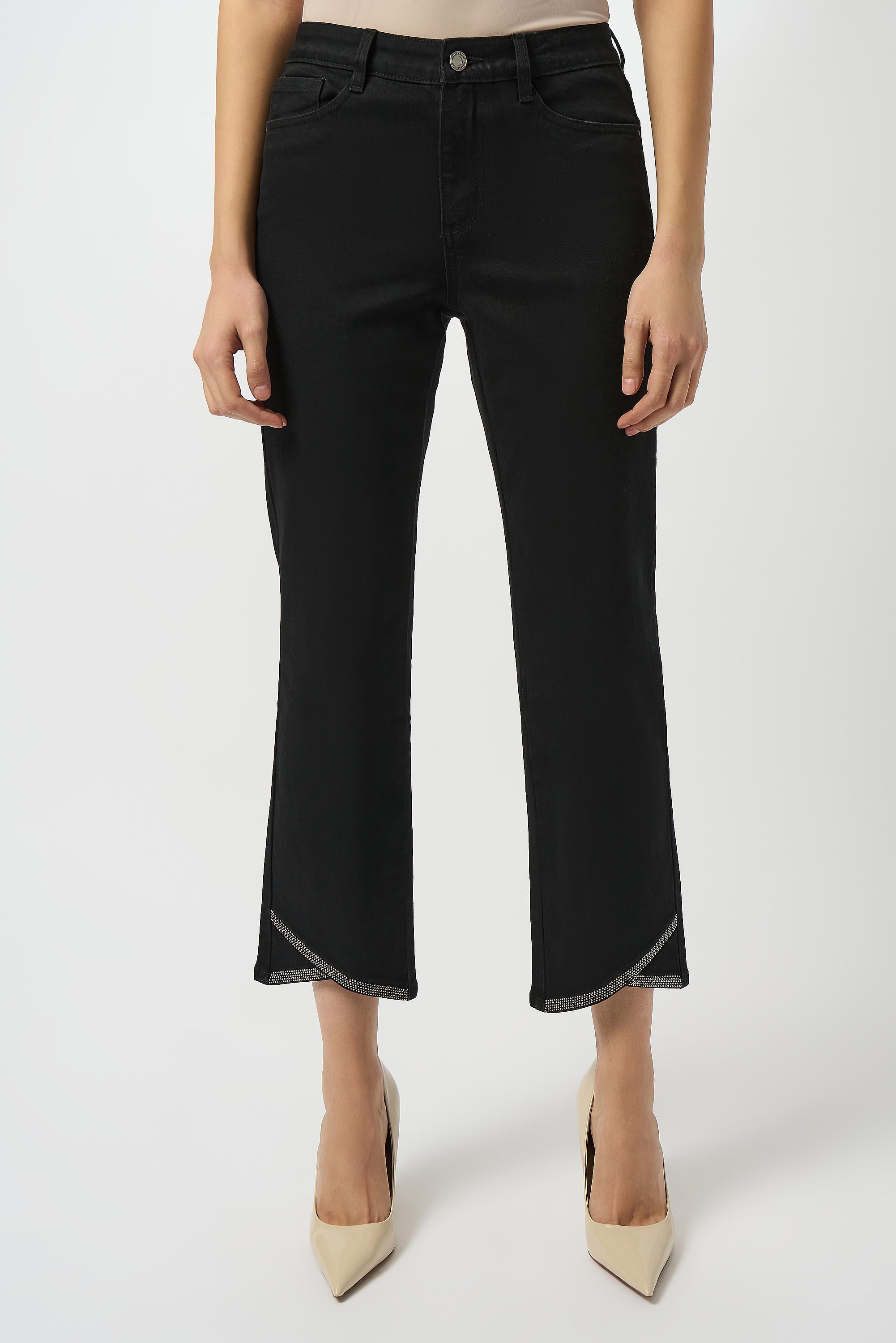 Black Crop Stud Detail Jeans - 253986