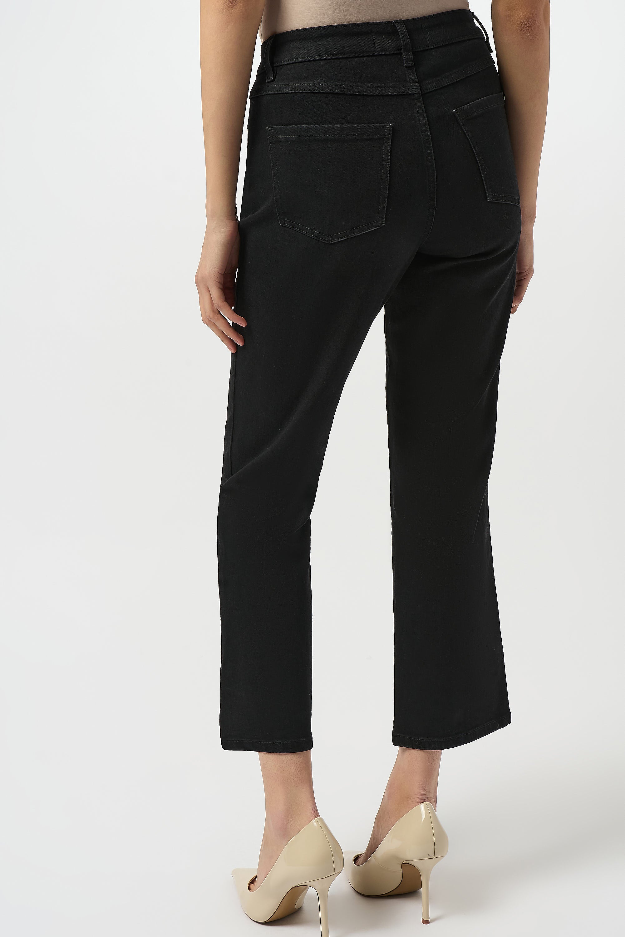 Black Crop Stud Detail Jeans - 253986