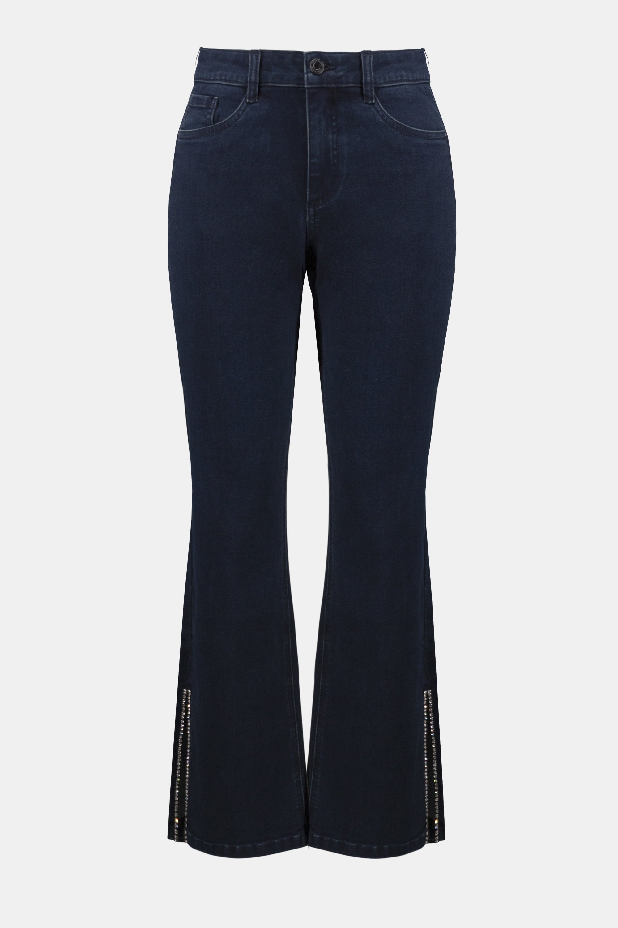 Dark Denim Slit Hem Jeans - 254917