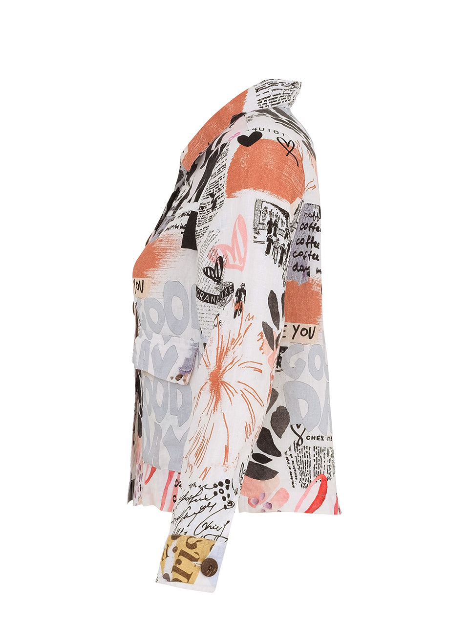 Linen Print Jacket - 25652