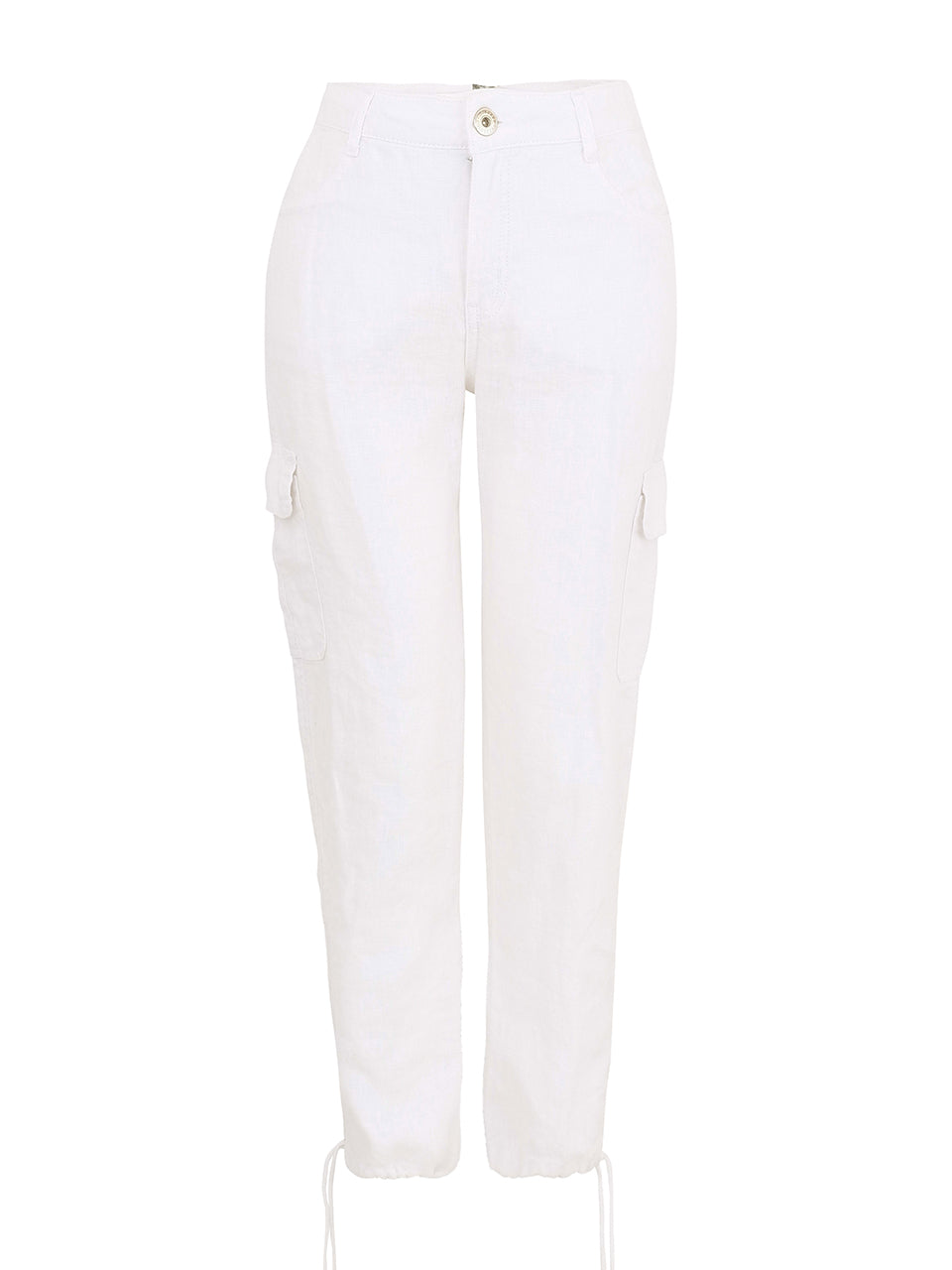 White Cargo Trousers - 25656