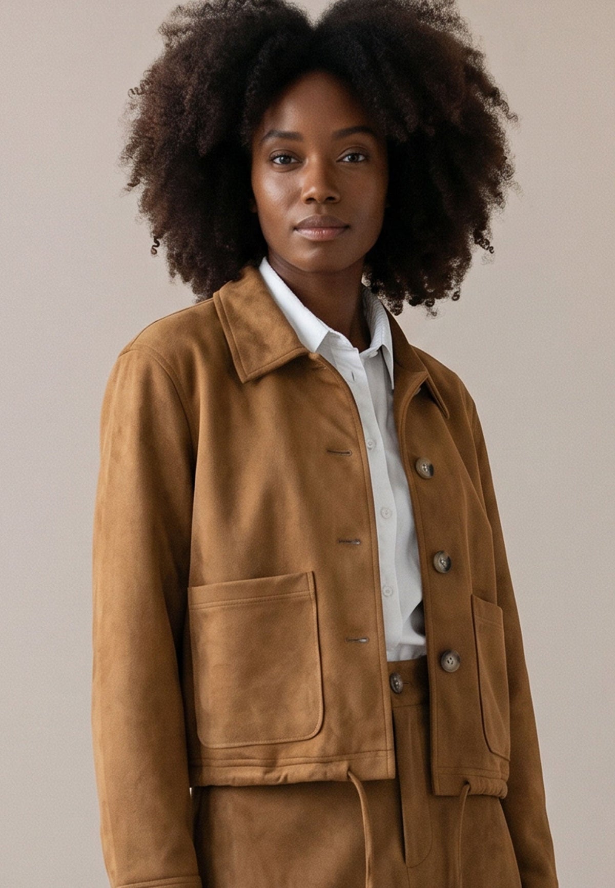 Salted Caramel Faux Suede Jacket - 26085832