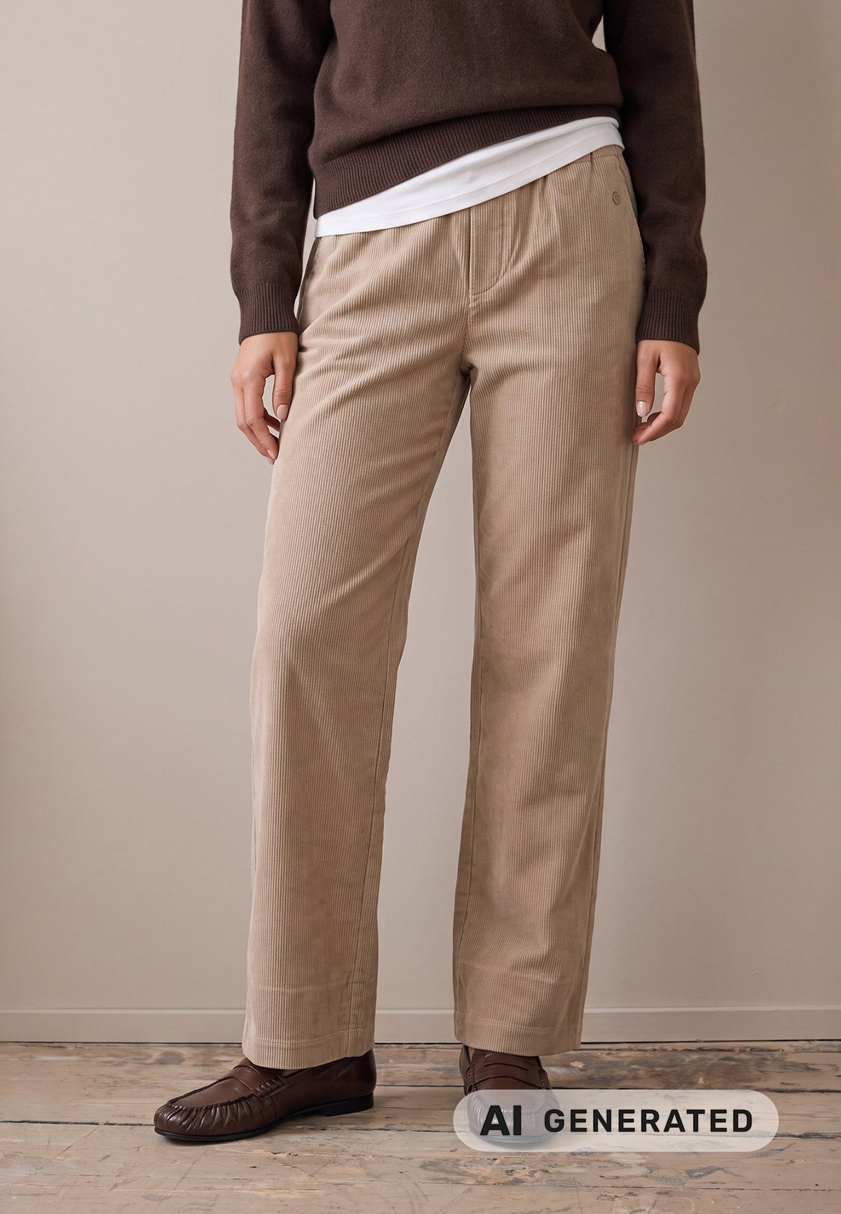 Urban Taupe Cord Trousers - 26094943