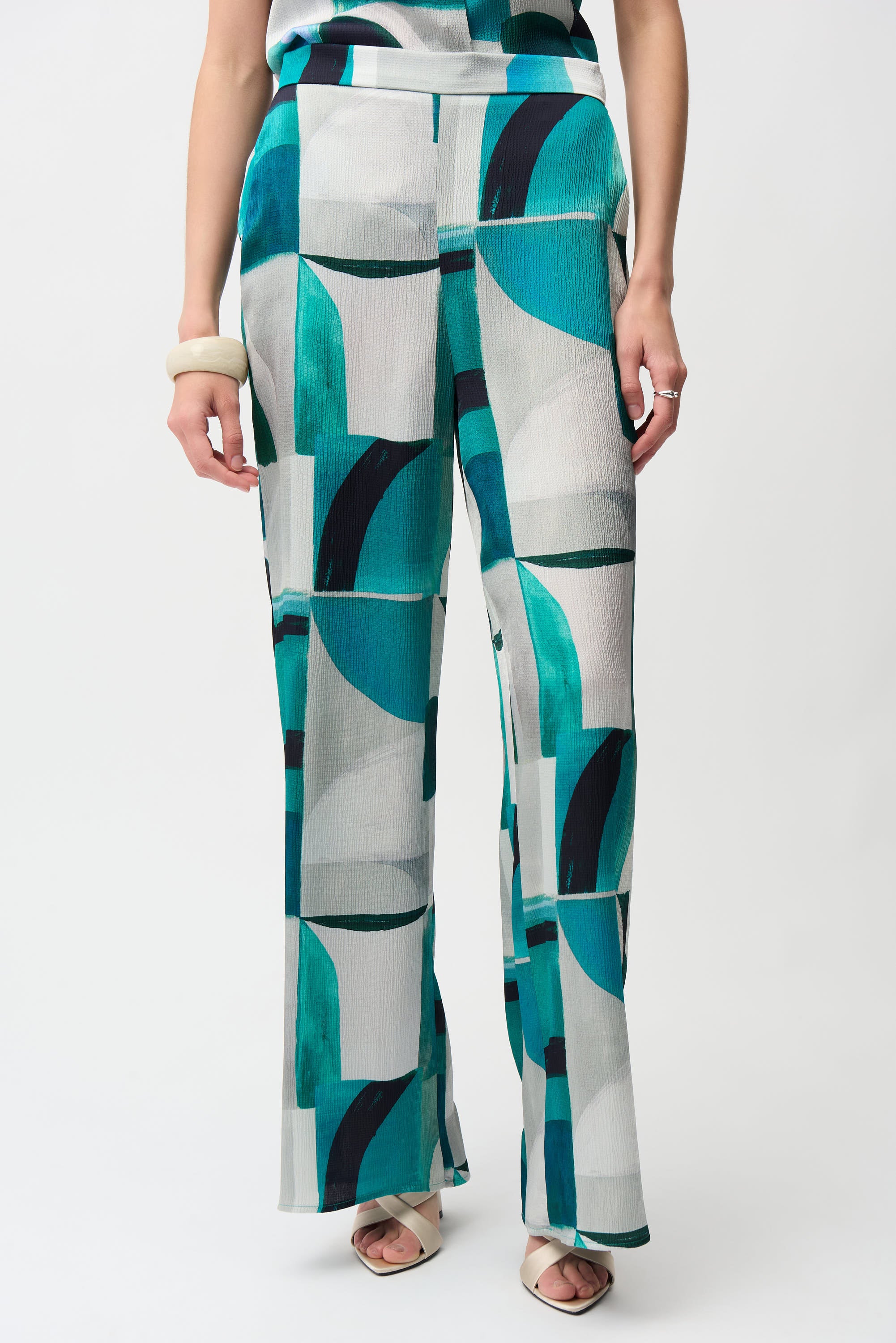 Green Geometric Print Pants - 261042