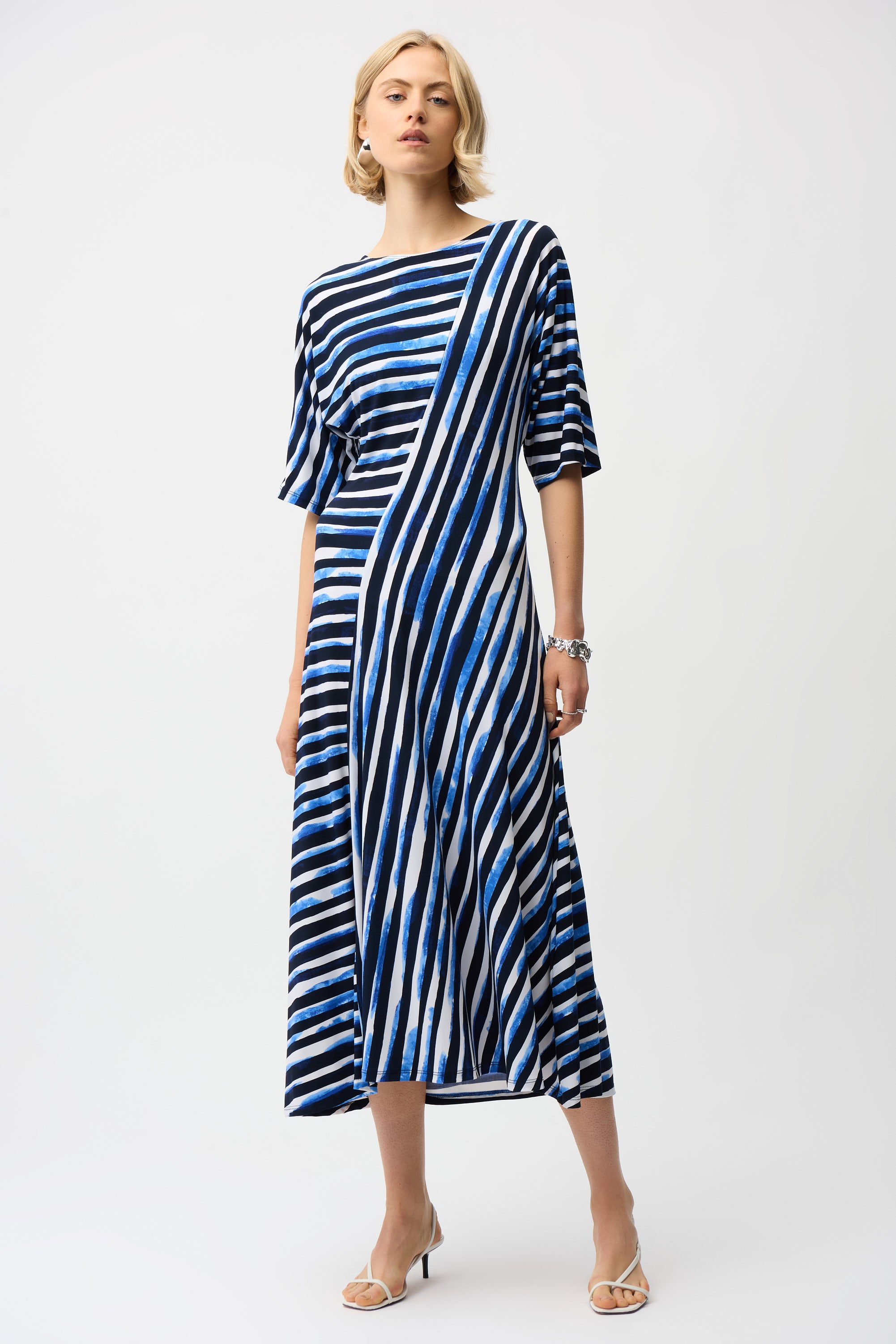 Shop Joseph Ribkoff Blue & Vanilla Mix Stripe Dress - 261047