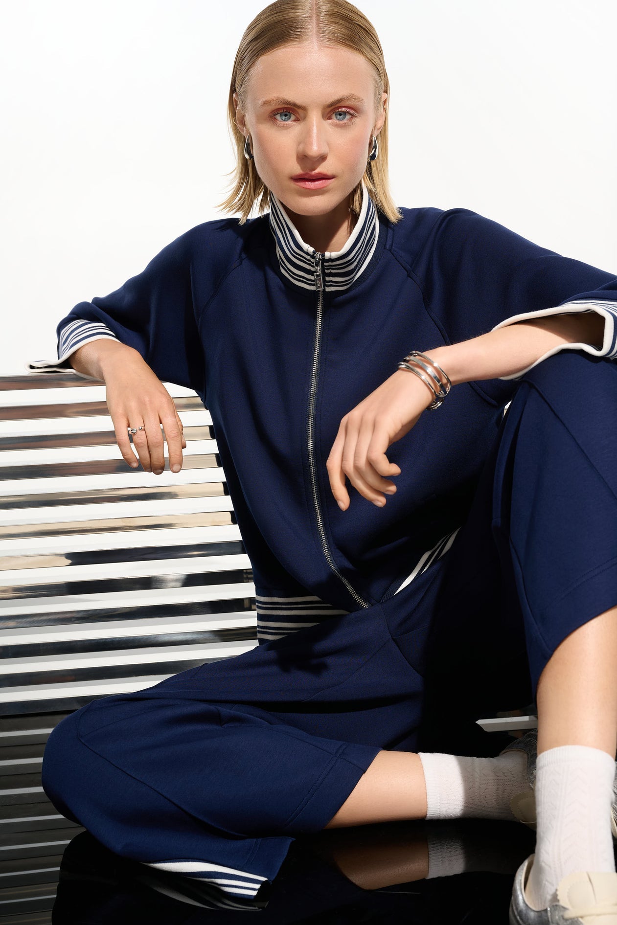 Blue Funnel Neck Zip Jacket - 261617