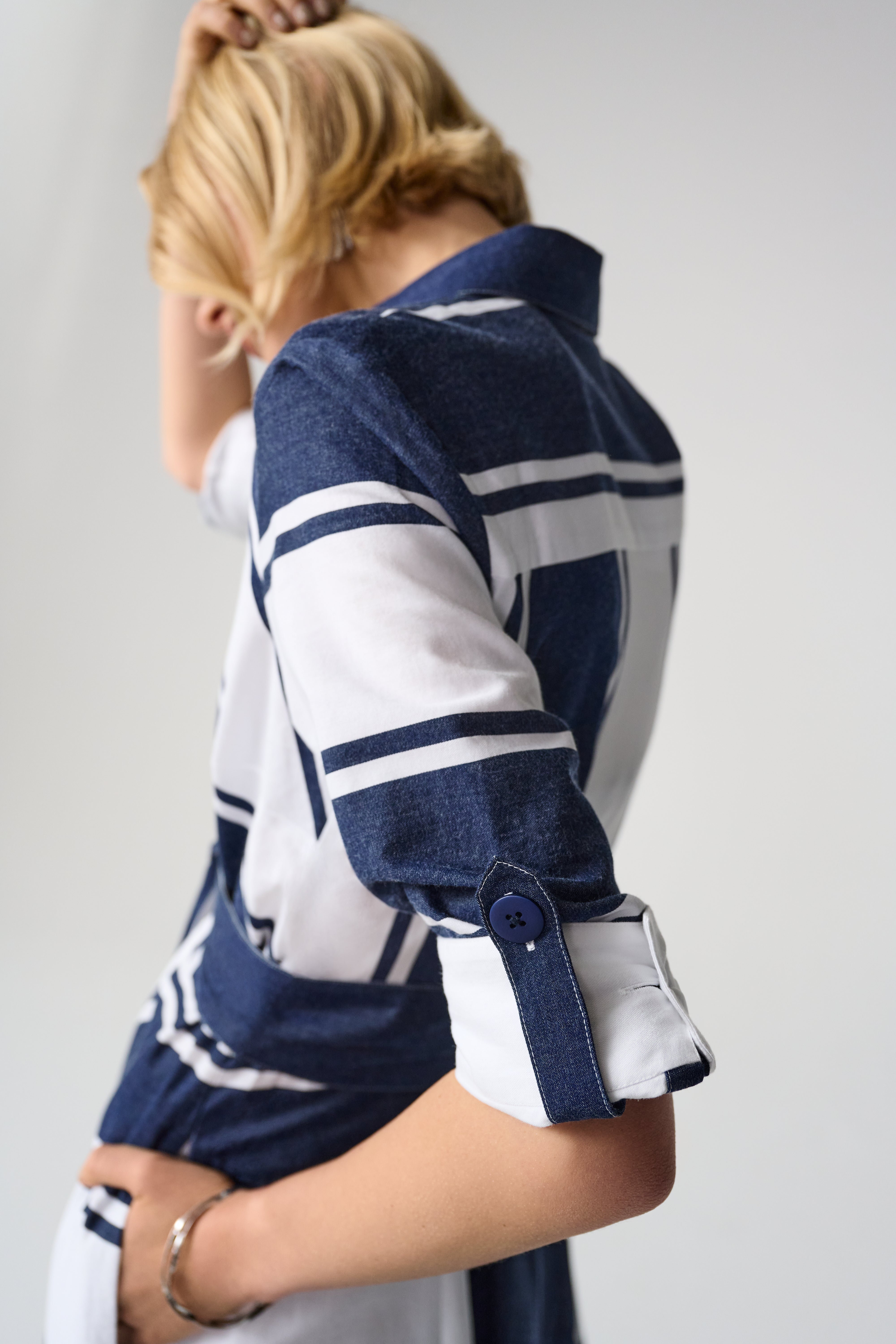 Navy & White Stripe Dress - 261936