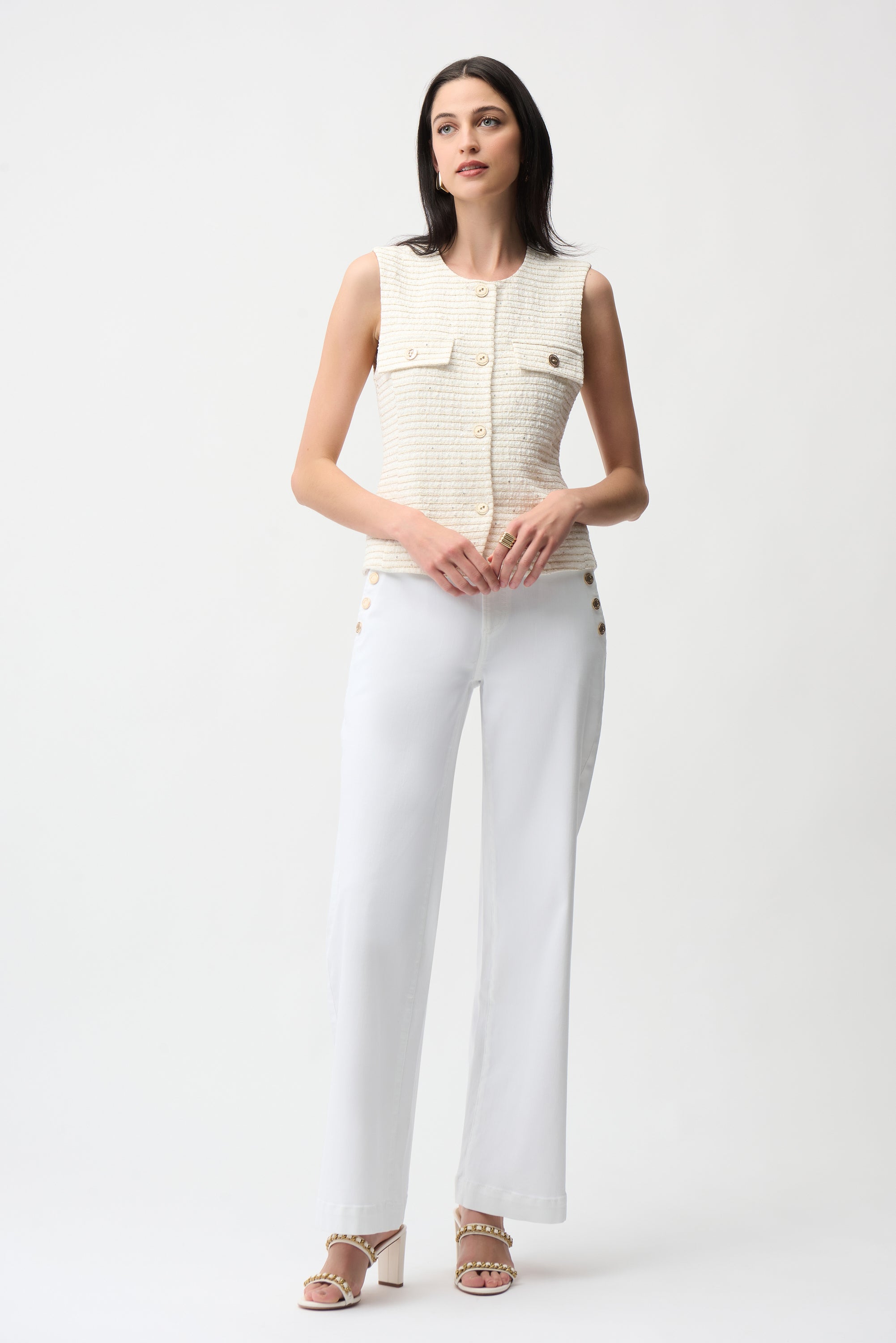 White Pull On Jeans - 261972