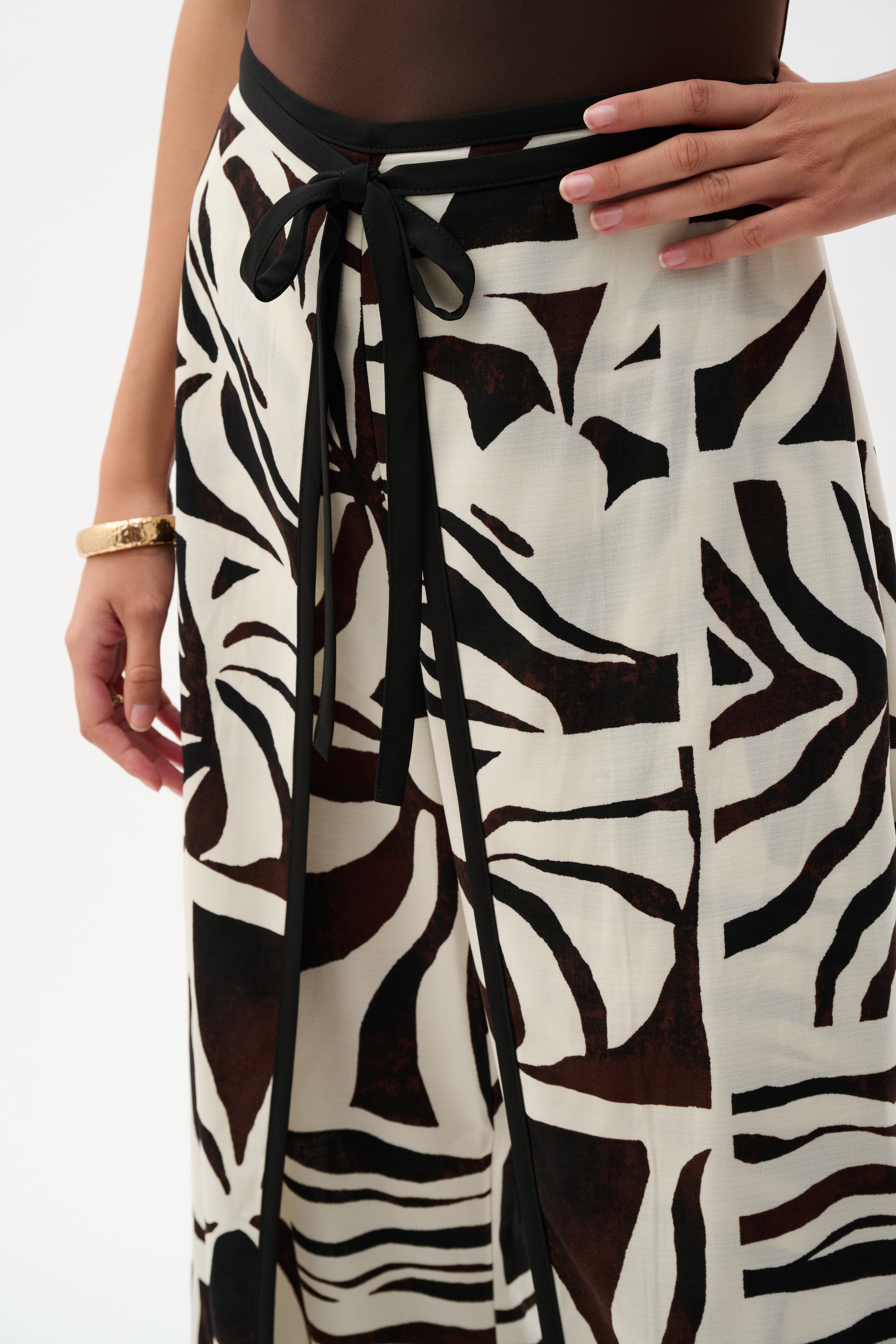 Beige Multi Print Trousers - 262056