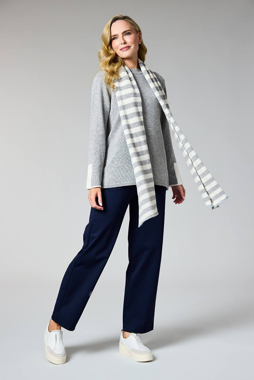 Light Grey Striped Scarf - 265144