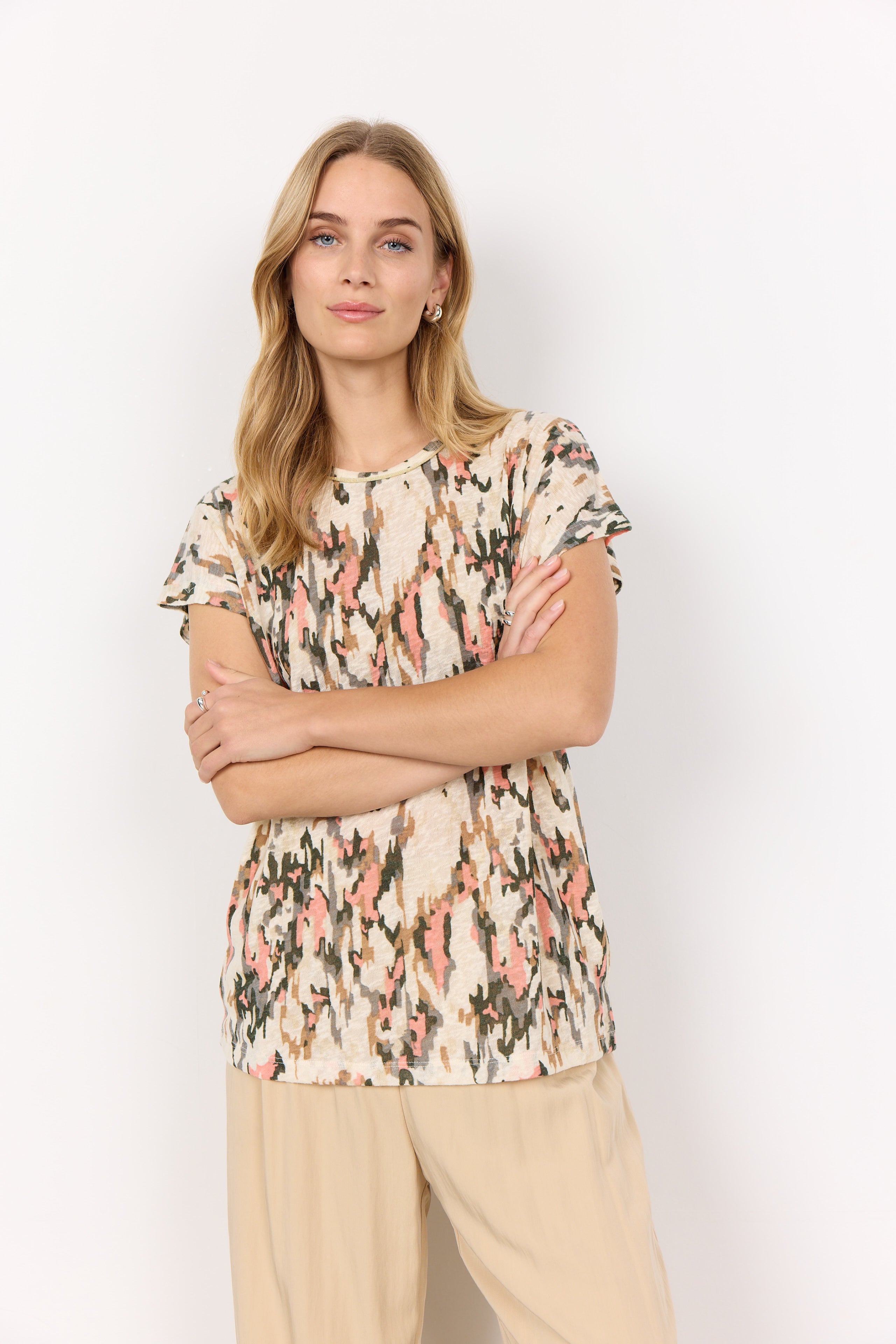 Aretha 38 Peach Print T-Shirt - 26878