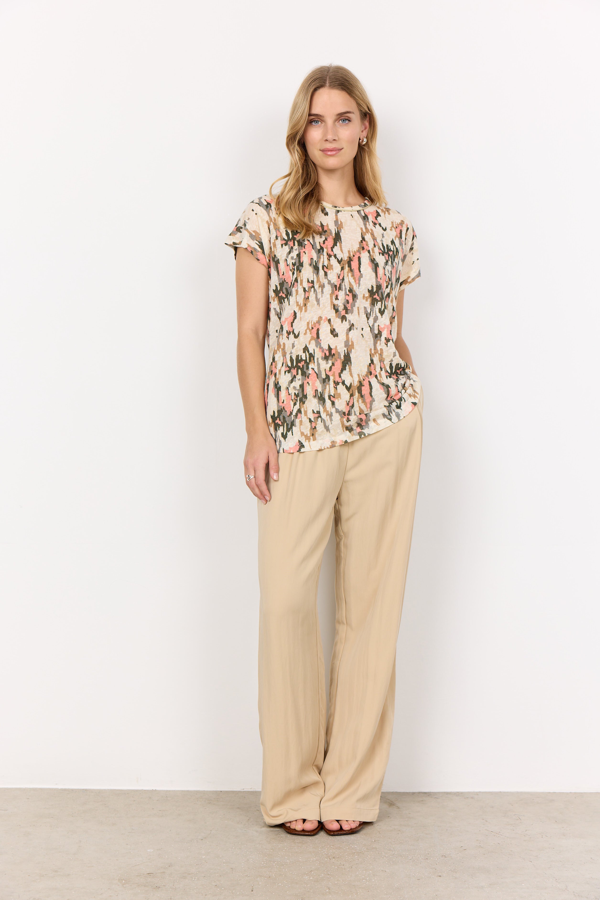 Aretha 38 Peach Print T-Shirt - 26878