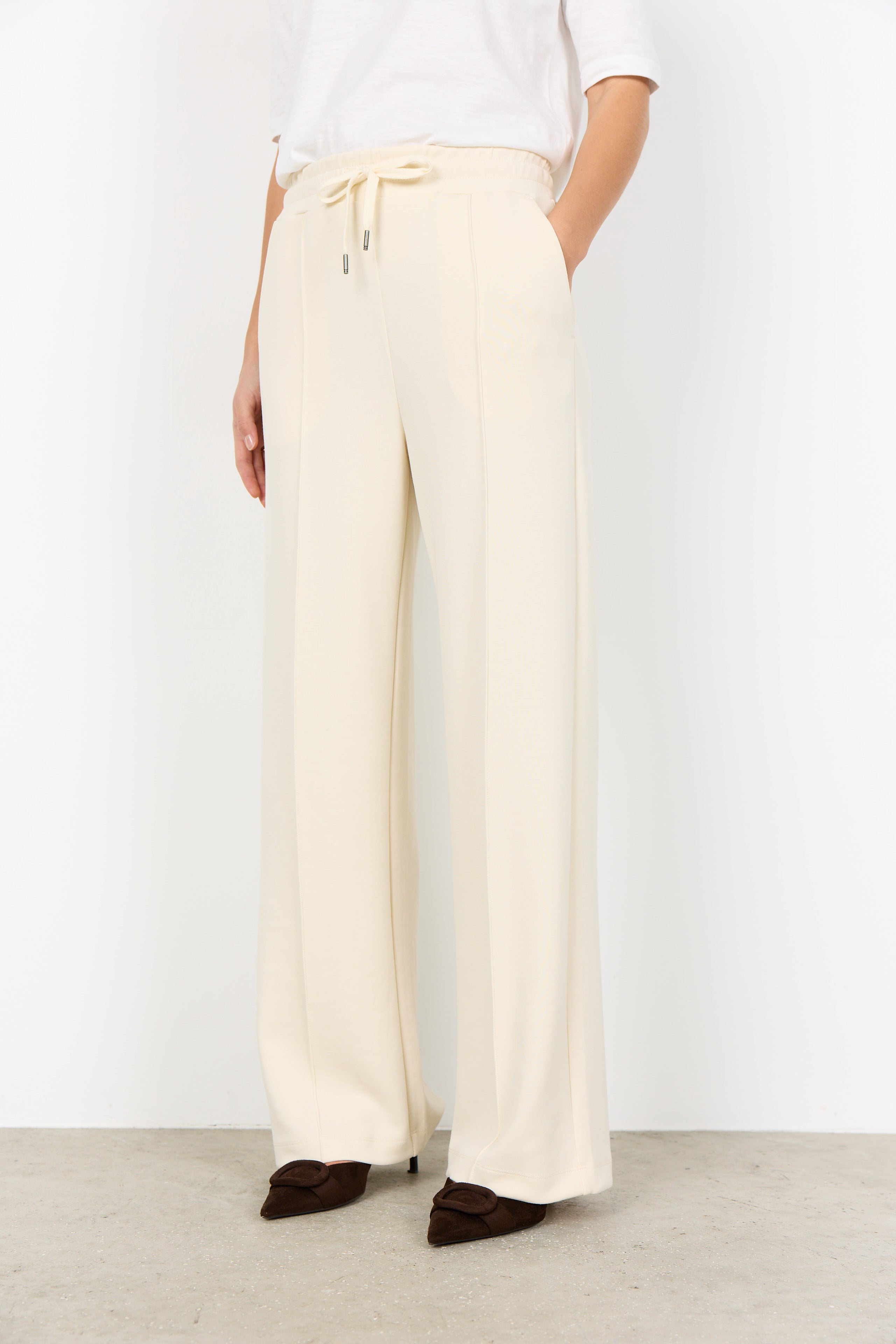 Banu 265 Cream Wide Leg Pants - 27288