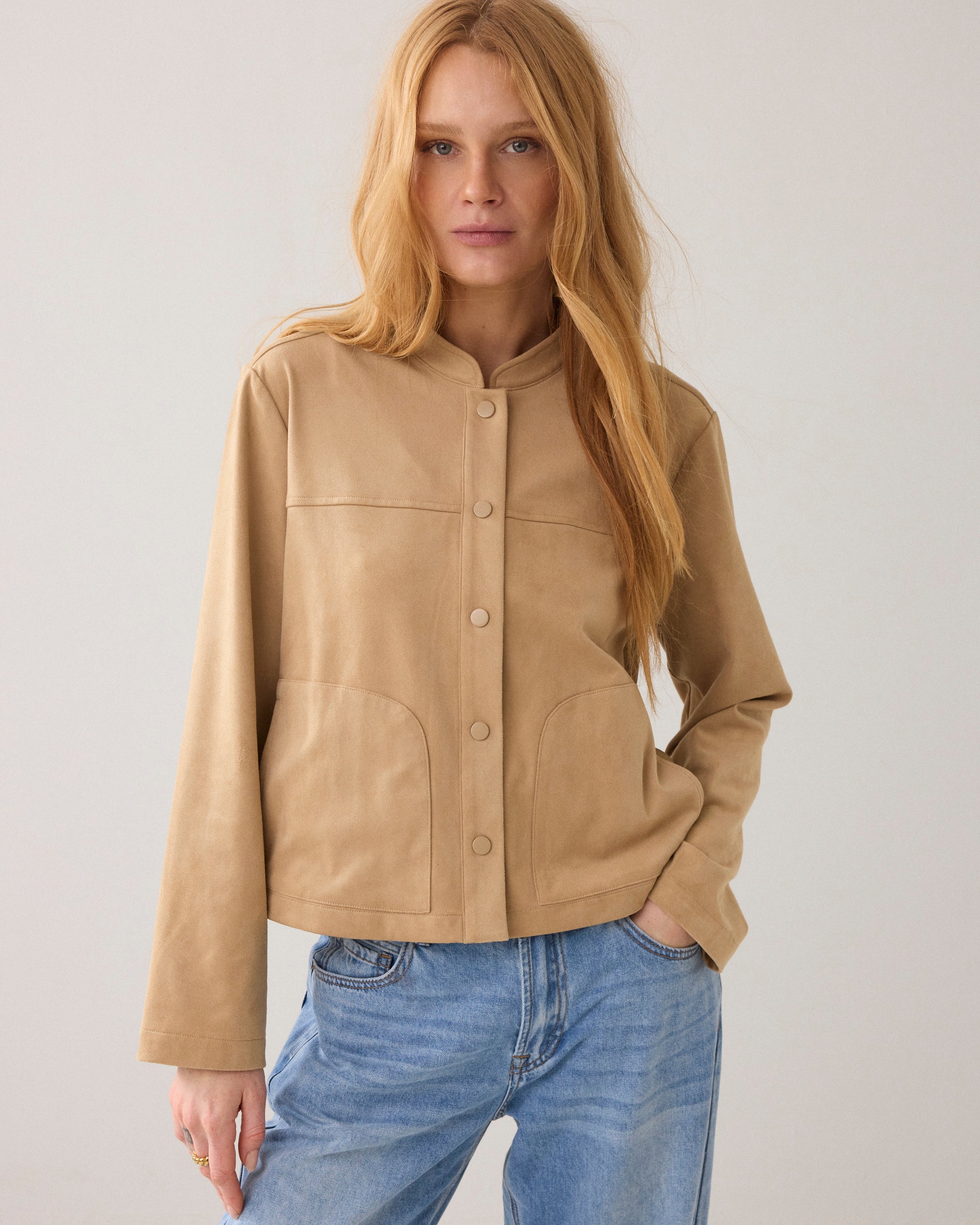 Beige Suedine Blouse - 2S3447