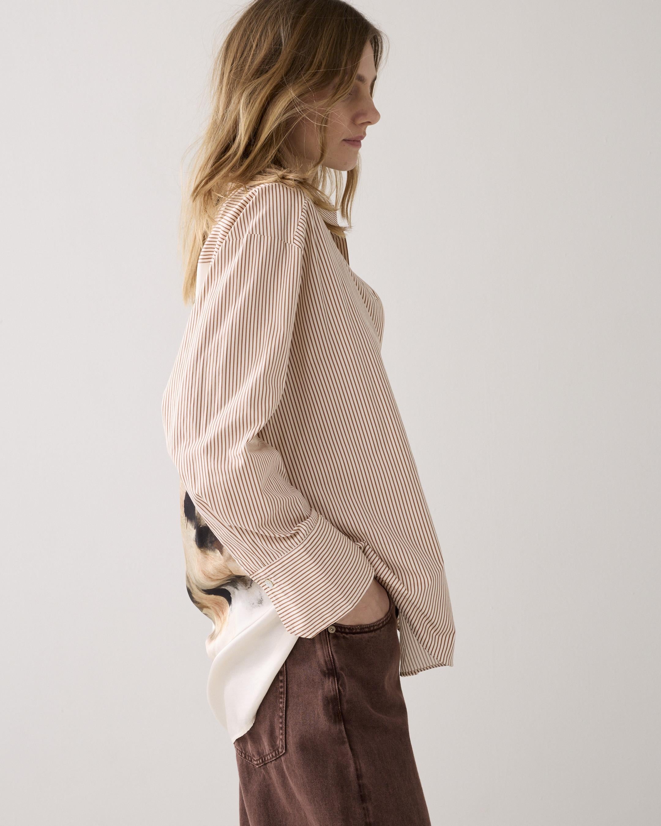 Statement Beige Flower Shirt - 2S3464