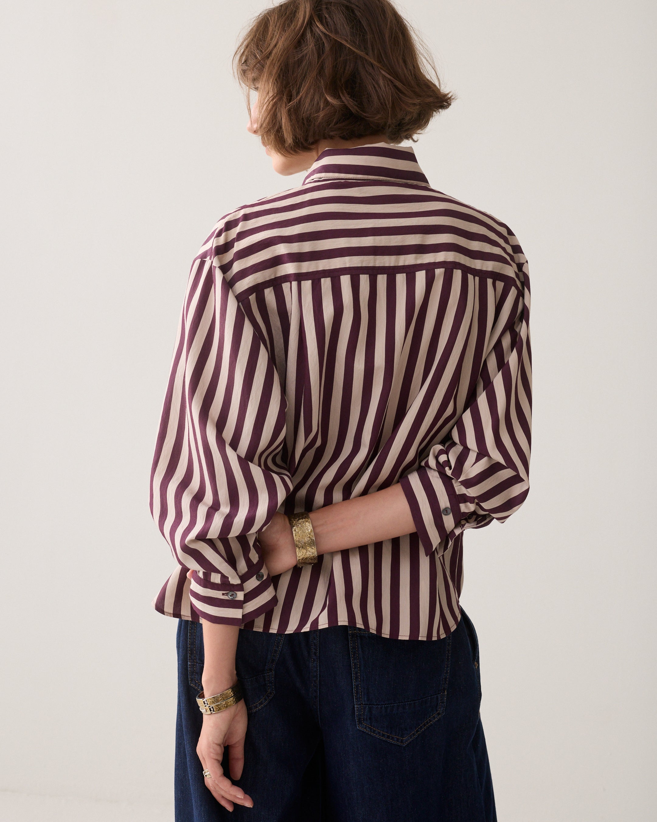 Dark Burgundy Stripe Blouse - 2s3523