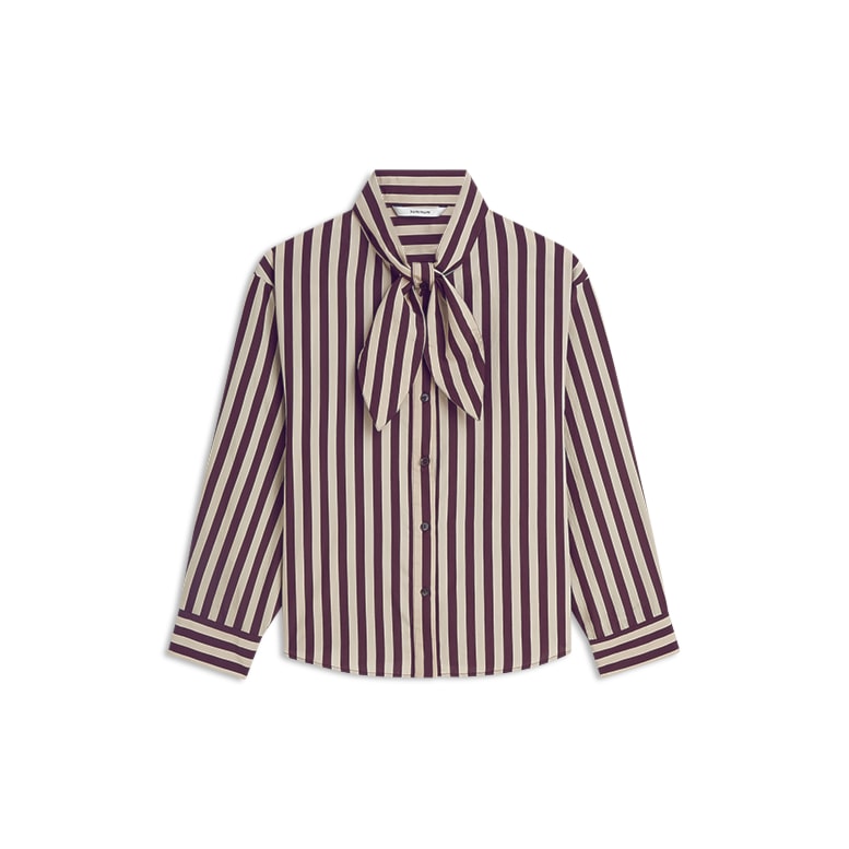 Dark Burgundy Stripe Blouse - 2s3523