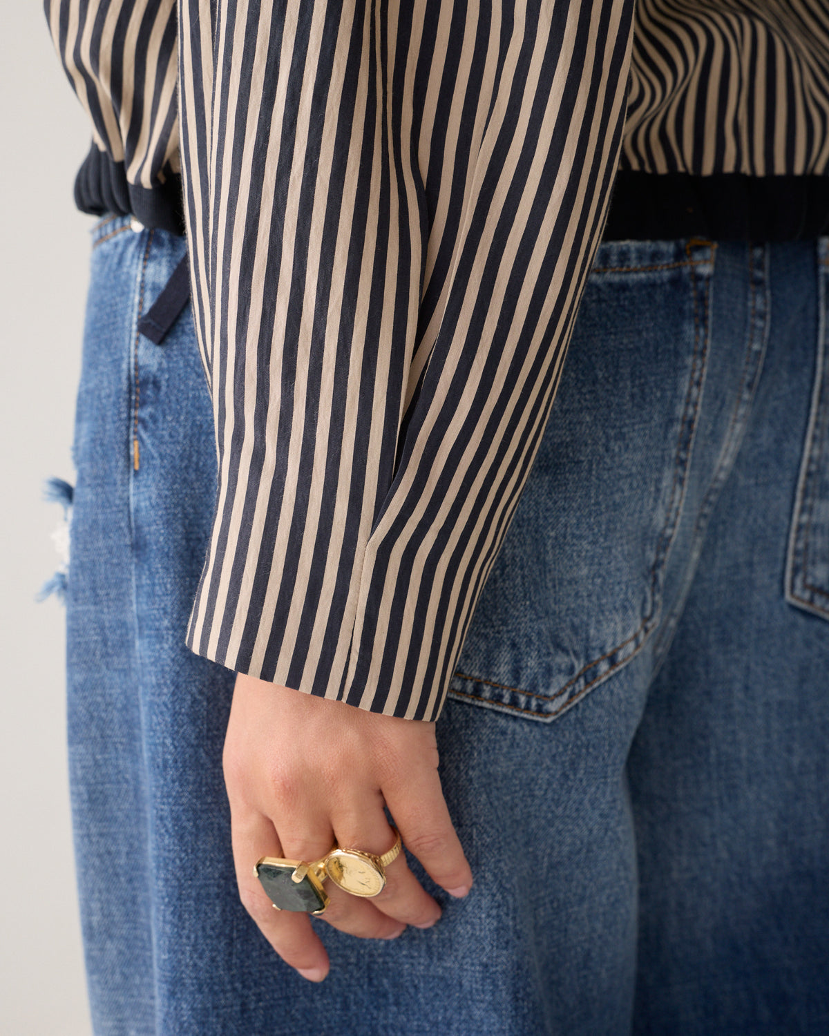 Midnight Blue Stripe Boxy Top - 2s3548