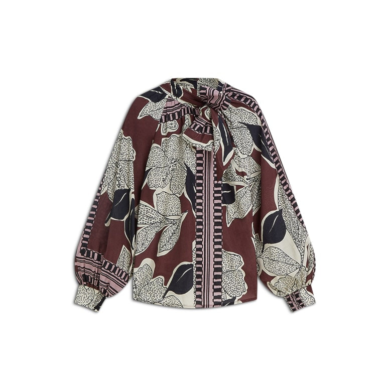 Mulitcolour Tie Neck Blouse - 2s3553