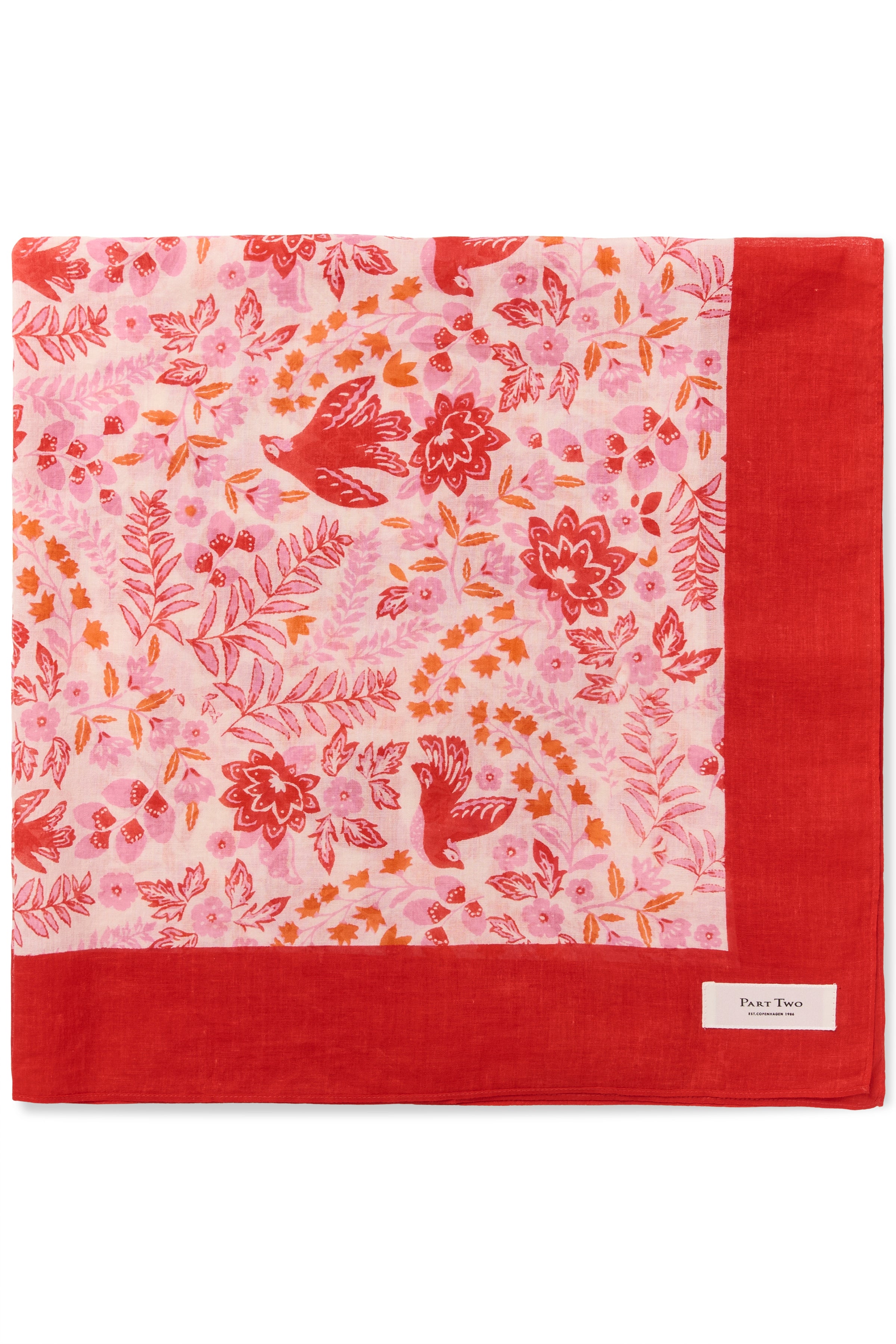 Phil Poppy Red Bird Square Scarf - 30309304